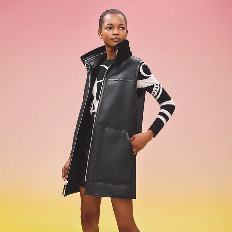 Reversible long leather vest 3