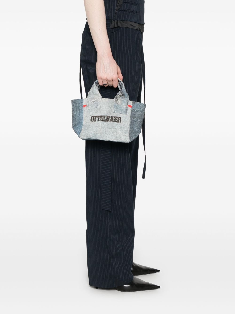 mini denim-print tote bag - 2