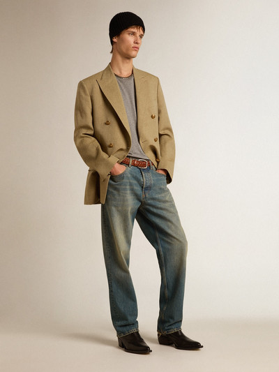 Golden Goose Men’s pale beech-colored double-breasted blazer outlook