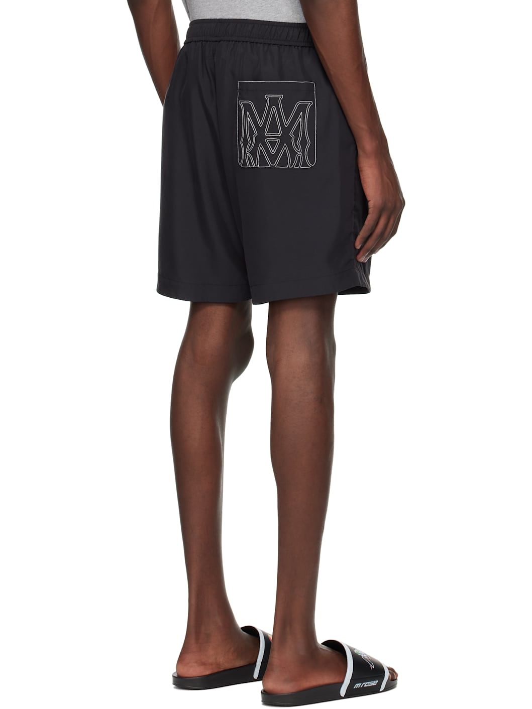 Black 'MA' Outline Shorts - 3