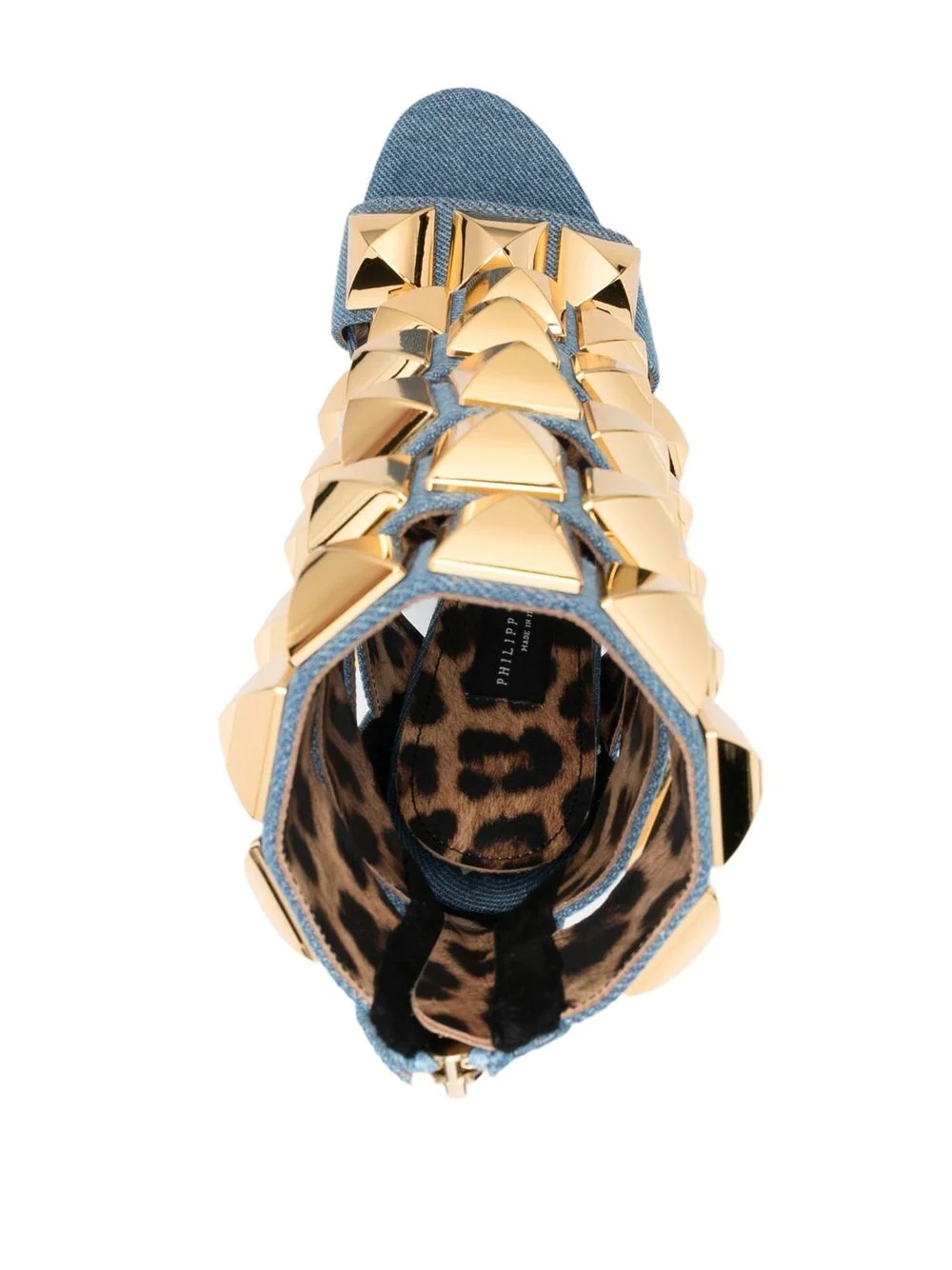 studded denim 120mm  sandals - 4