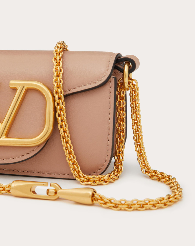 VALENTINO GARAVANI LOCÒ MICRO BAG IN CALFSKIN LEATHER WITH CHAIN 7
