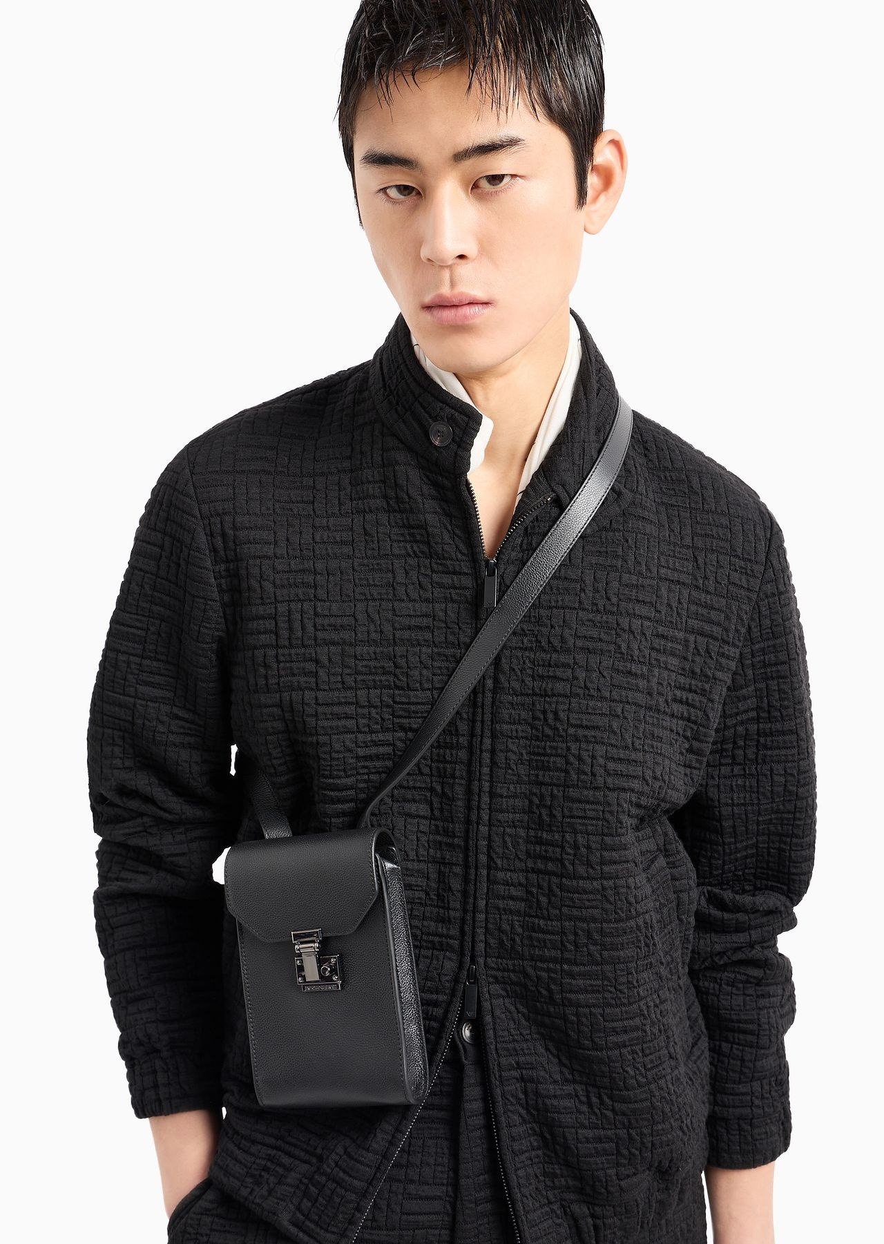 Tumbled-leather tech case with shoulder strap - 6