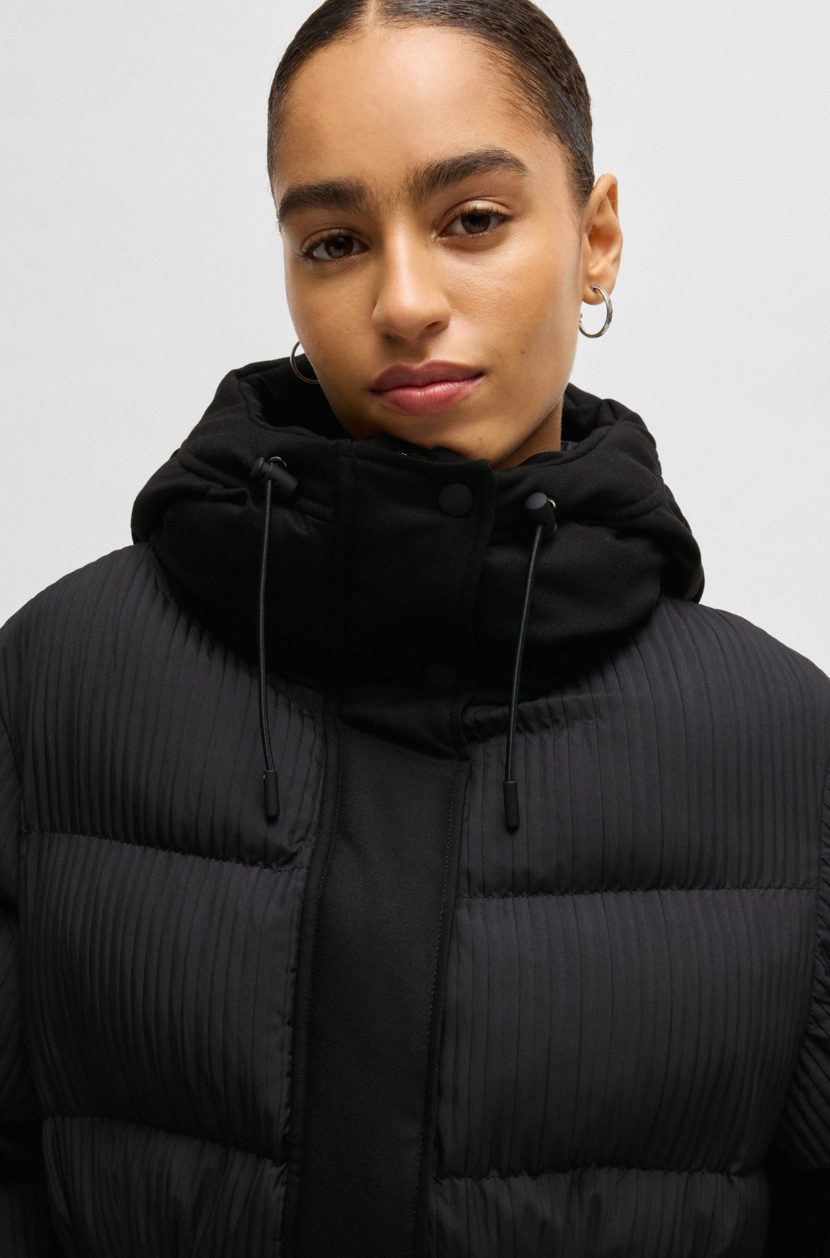 WATER-REPELLENT PARKA JACKET IN QUILTED CORDUROY-EFFECT FABRIC - 5