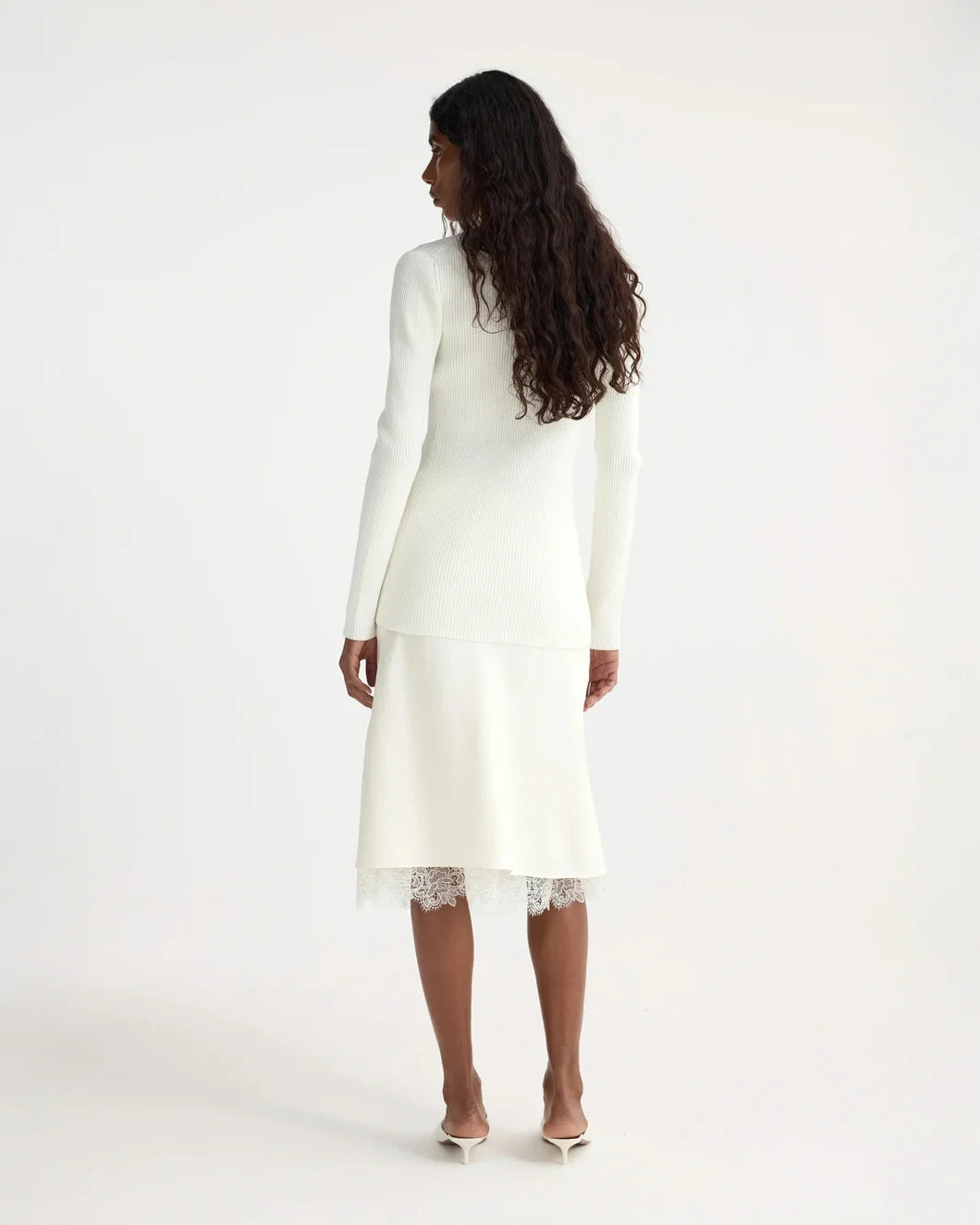 LACE TRIMMED SILK SKIRT - 5