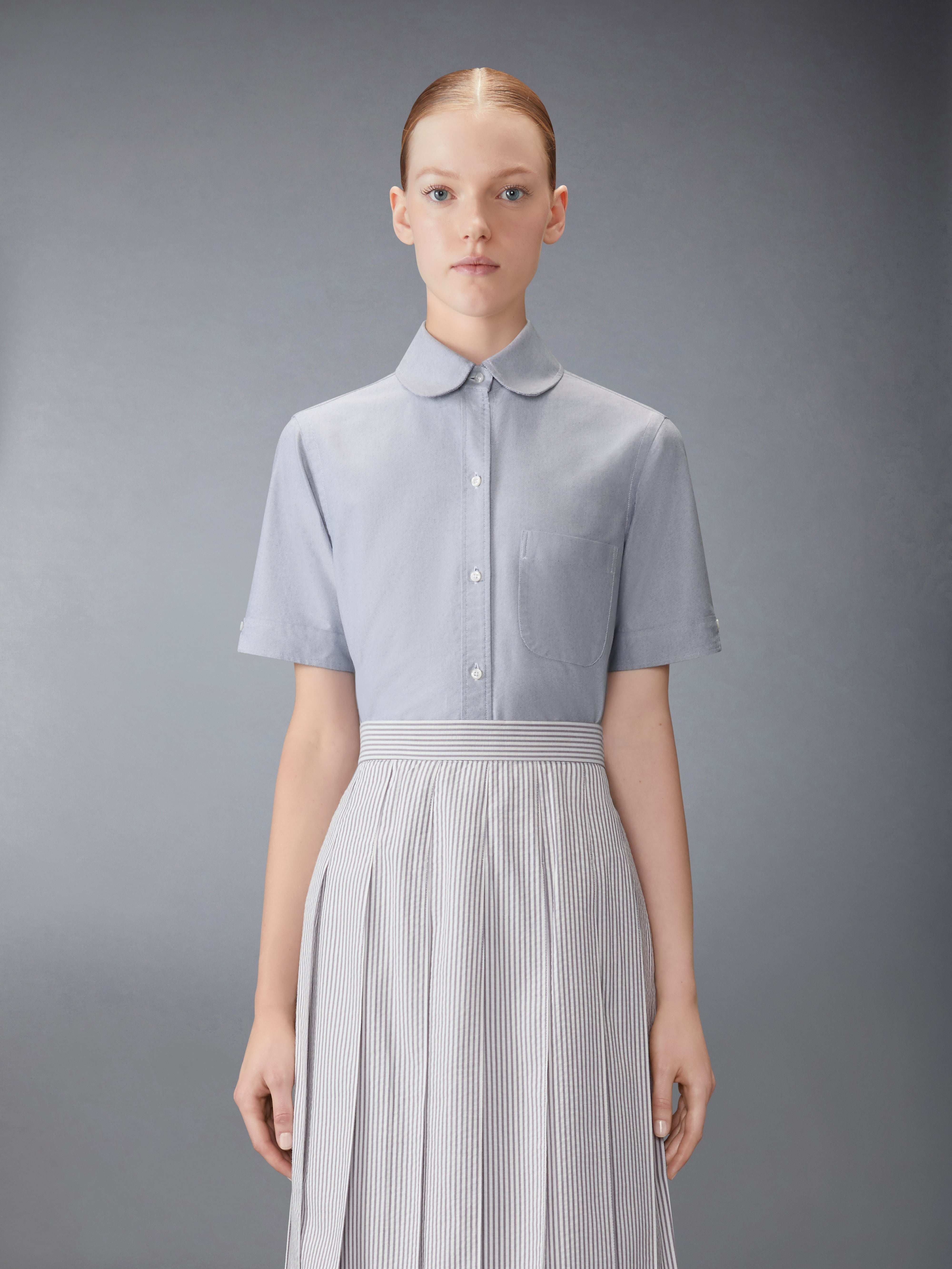 OXFORD ROUND COLLAR SHORT SLEEVE SHIRT - 2