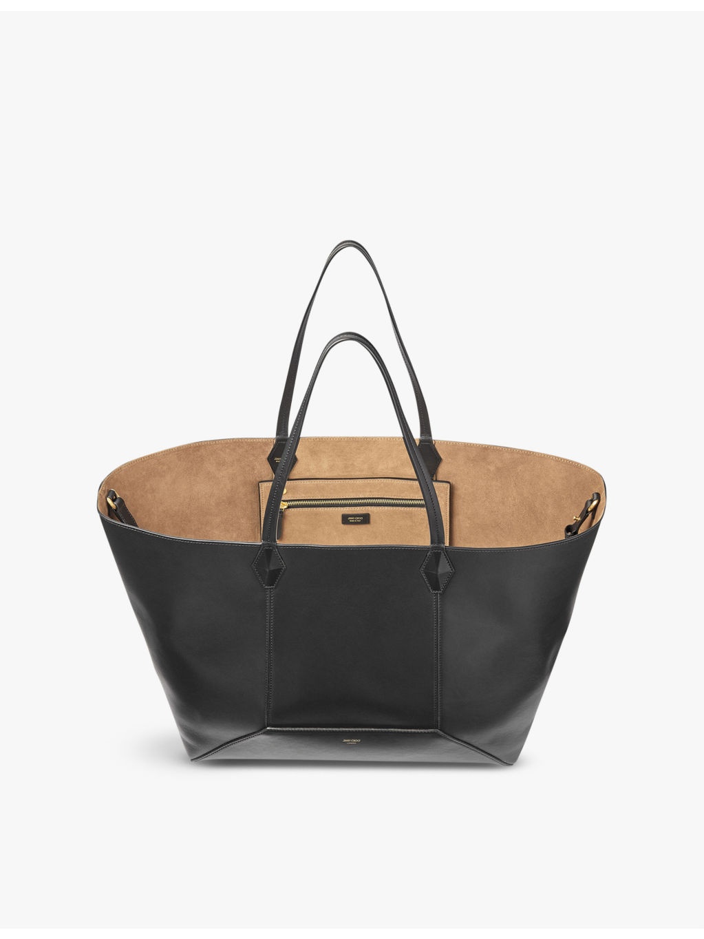 Diamond logo-embossed large leather tote bag - 4