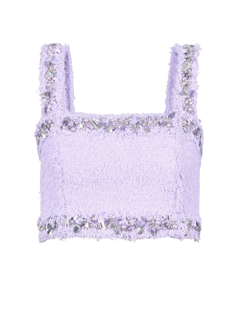 Tweed bra top with embroidered details 1