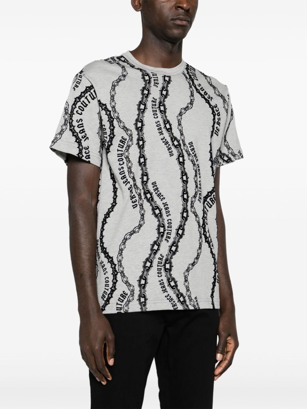 flocked-print cotton T-shirt - 3
