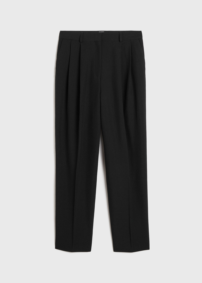 Double-pleated tailored 바지 검정 - 1