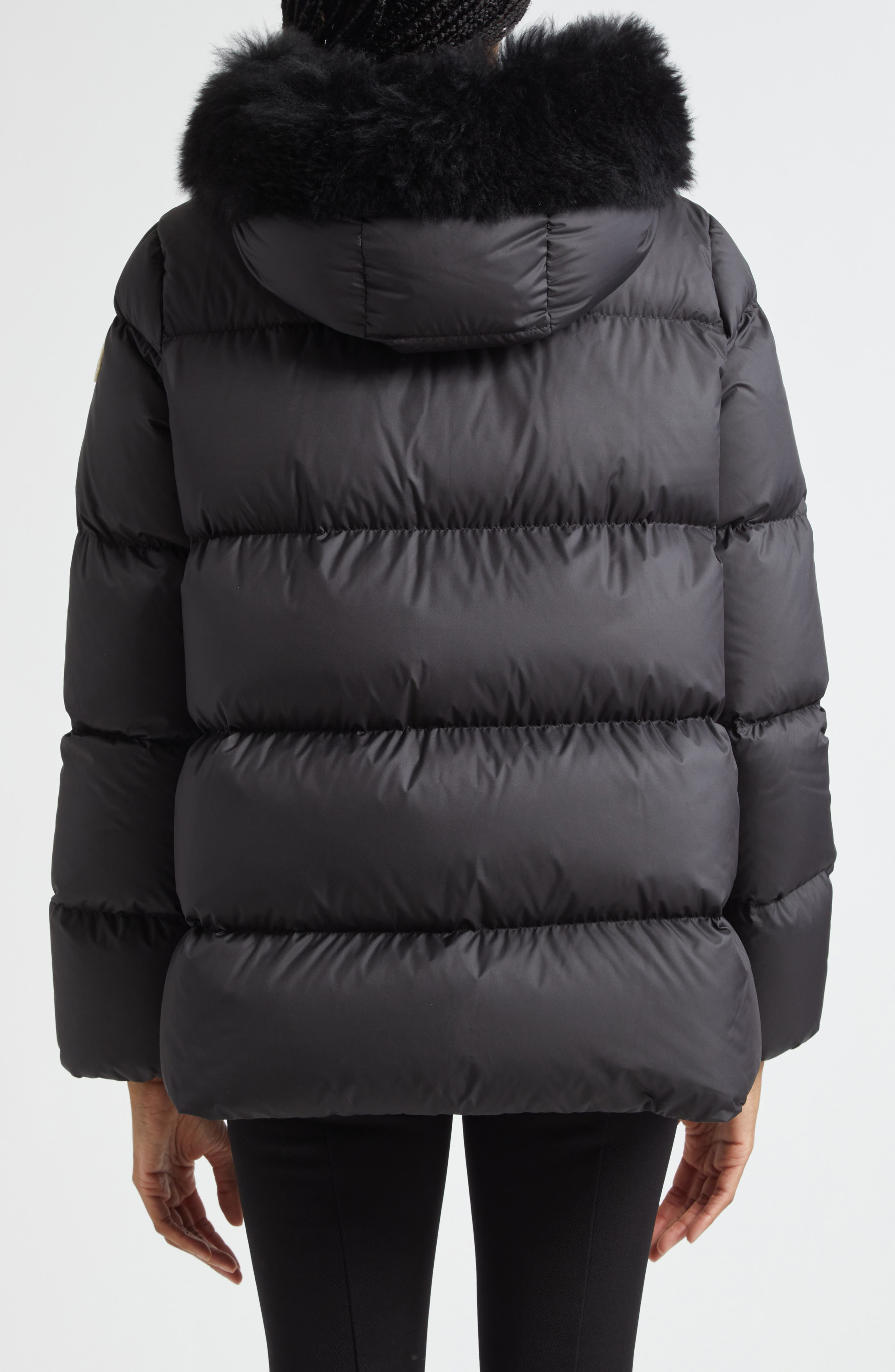 Moncler Laichefur Down Hooded Jacket with Removable Genuine Shearling Trim in Black at Nordstrom - 2
