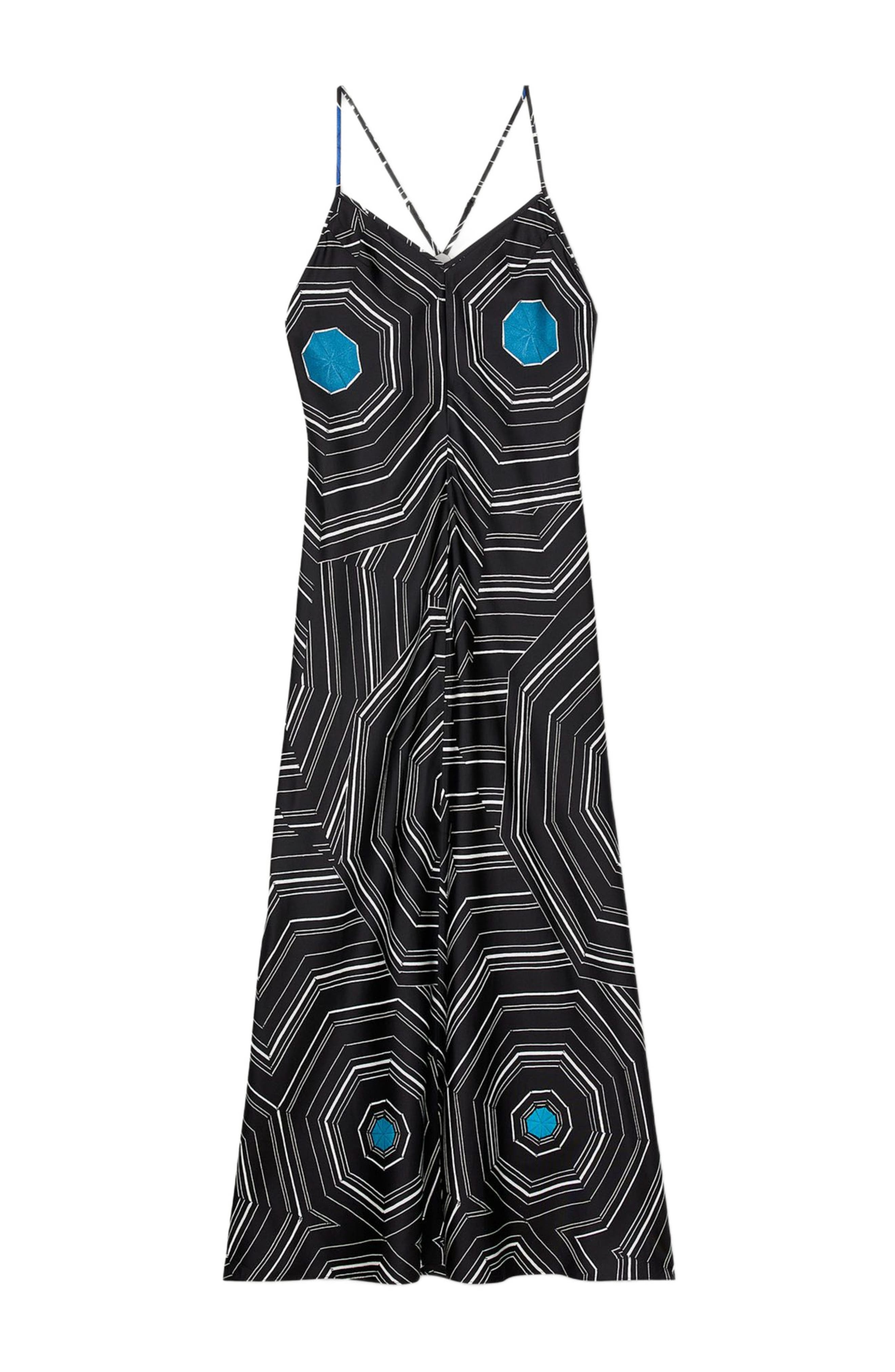 SANDRO Patterned silk maxi dress in Black at Nordstrom - 5