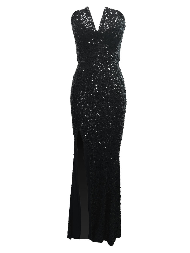 Women's Fernanda Sequin Mermaid Gown - Jet Black 1