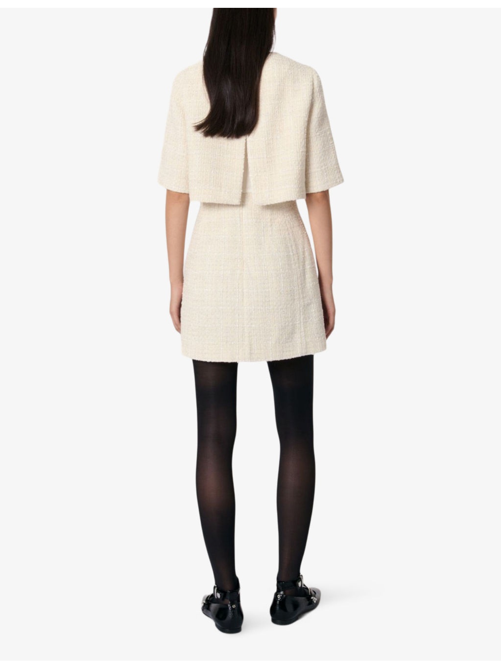 Round-neck short-sleeve tweed mini dress - 4
