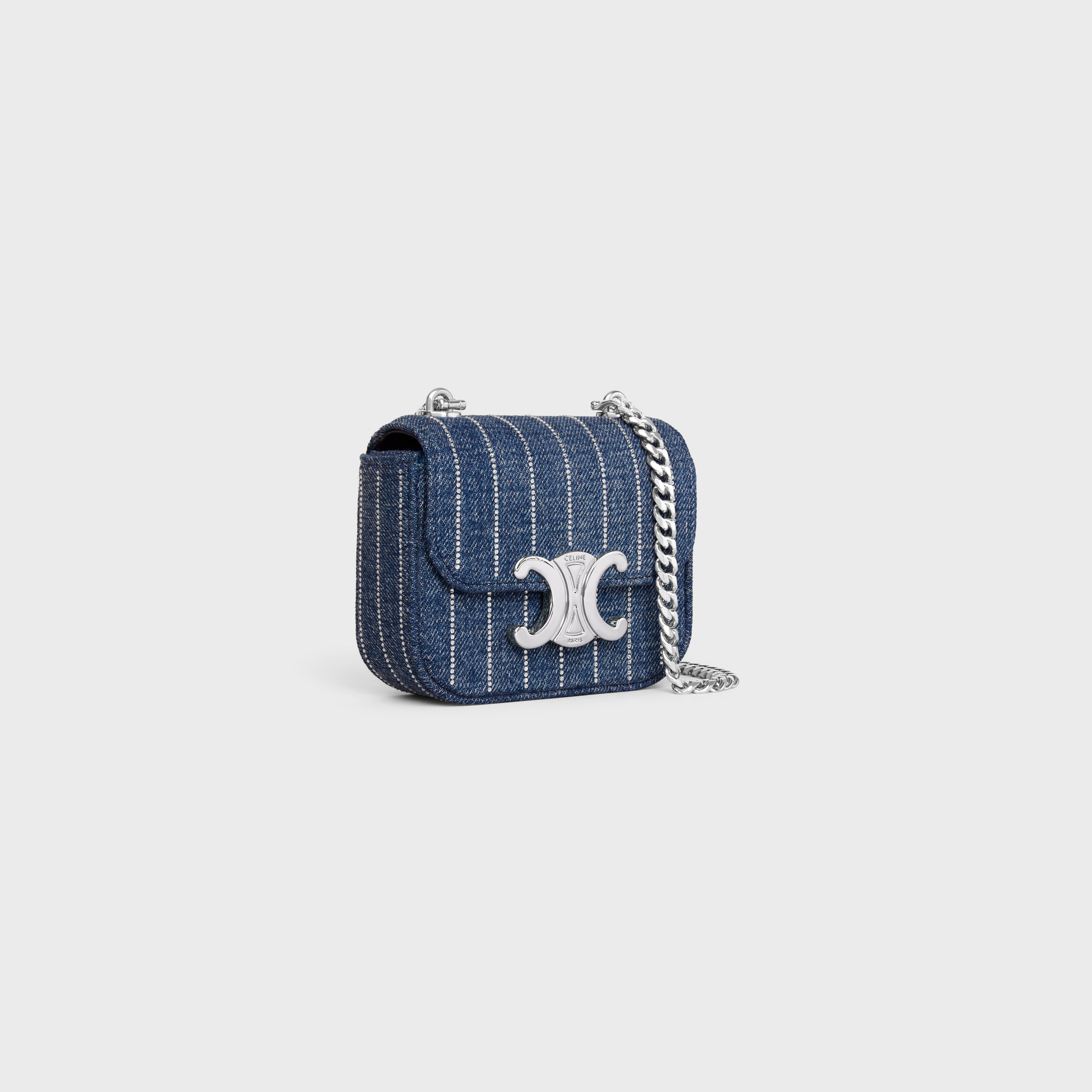 MINI CHAIN CLAUDE IN STRIPED DENIM WITH STRASS - 2