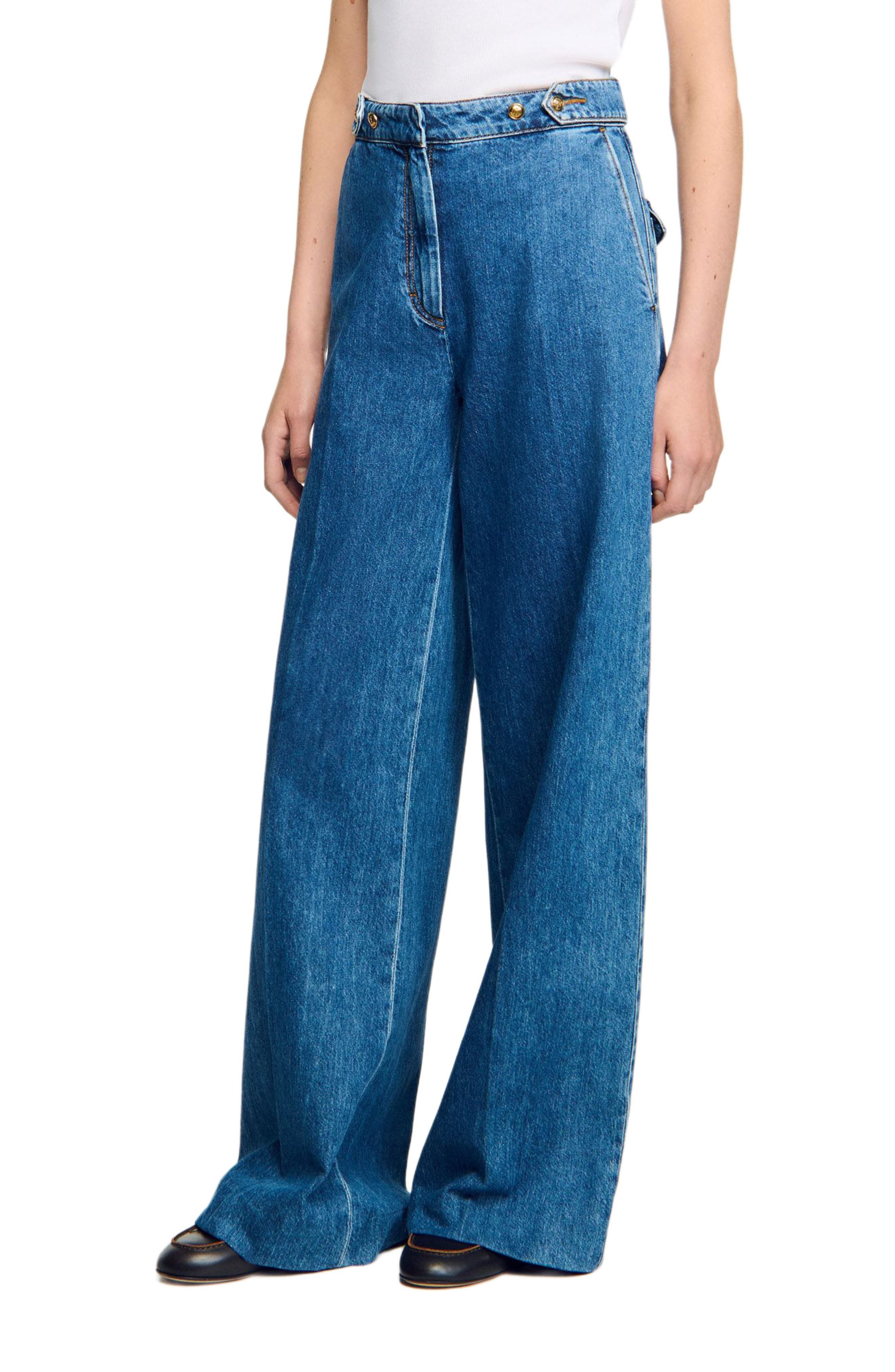 SANDRO Mid-rise wide leg jeans in Blue Jean at Nordstrom - 3