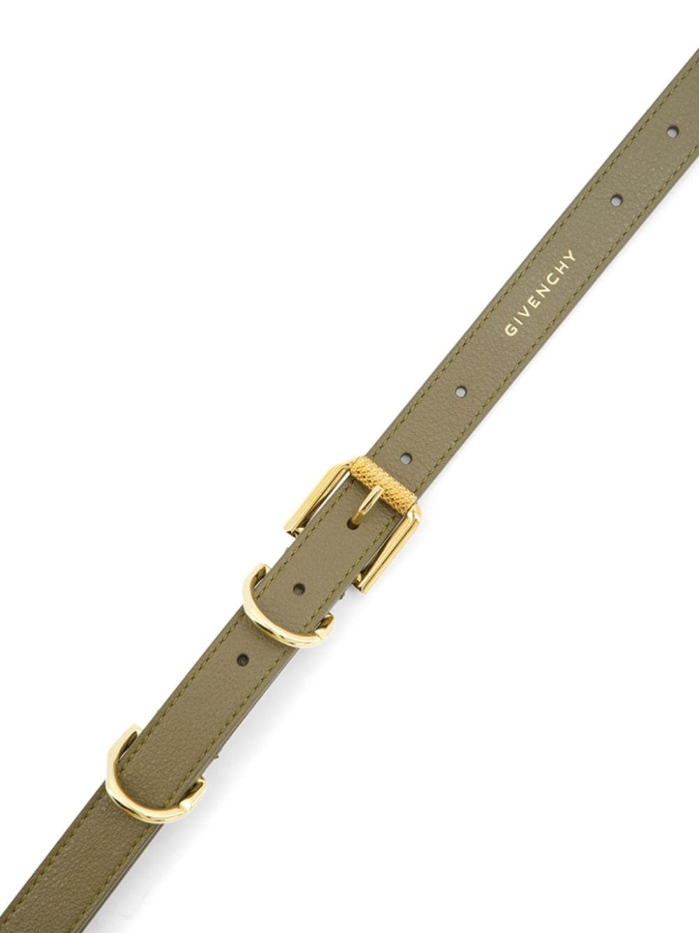 double-buckle leather belt - 2