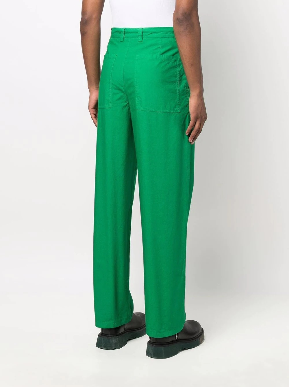 wide-leg cotton trousers - 4