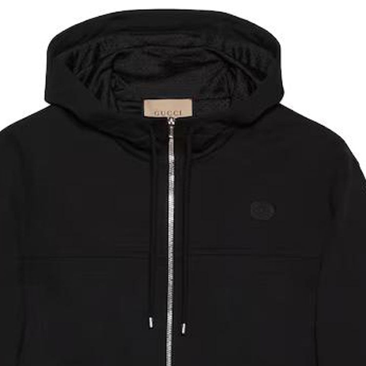 Gucci Cotton Jersey Hooded Jacket With Web 'Black' 752187-XJFQV-1043 - 4