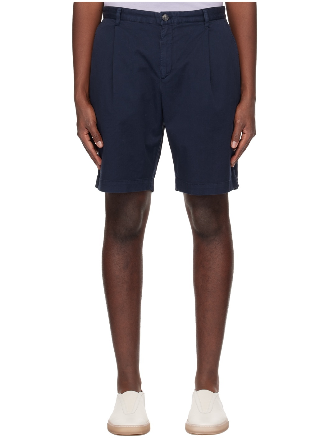 Navy Pleated Shorts - 1