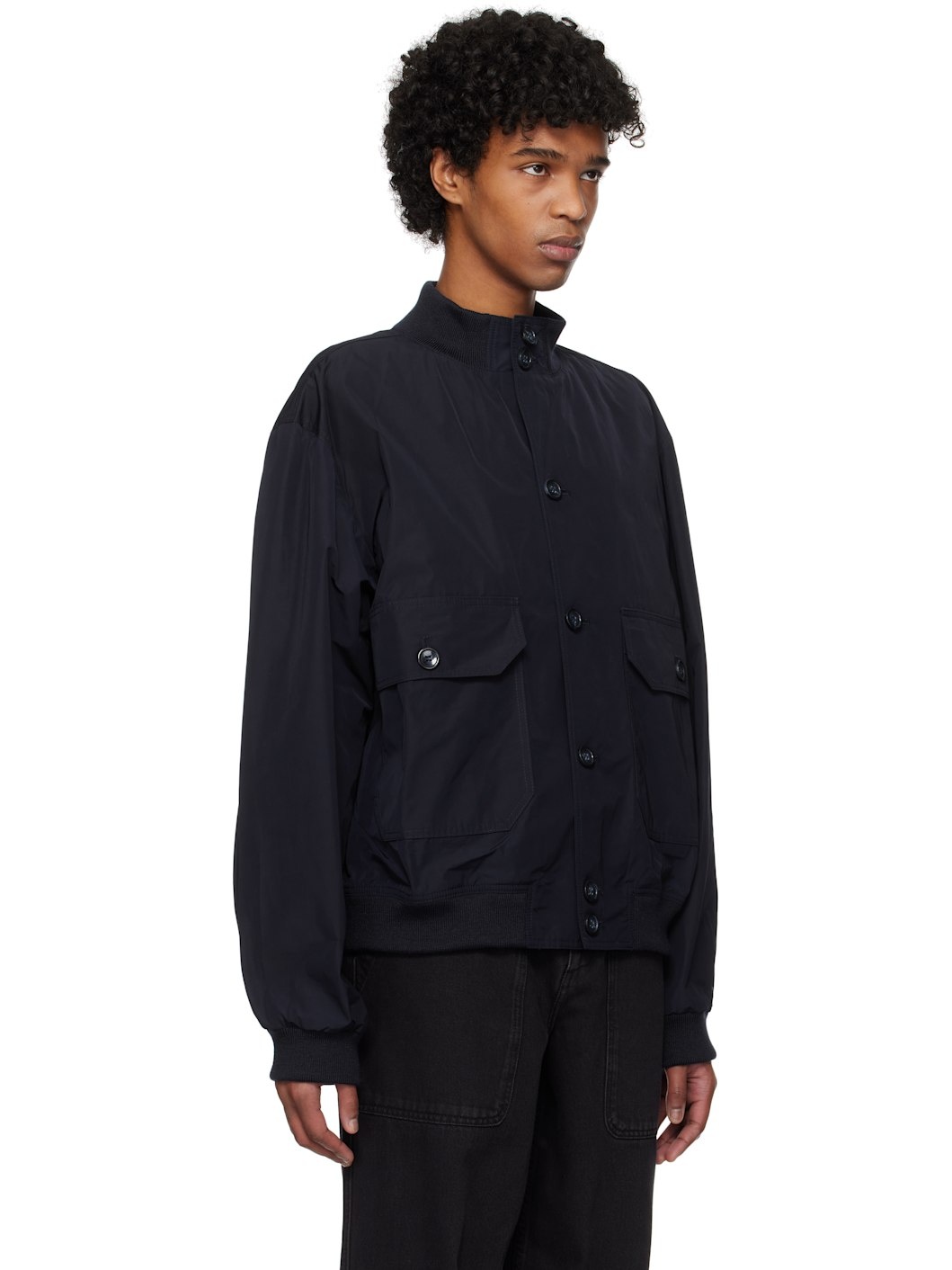 Navy Rib Collar Jacket - 2
