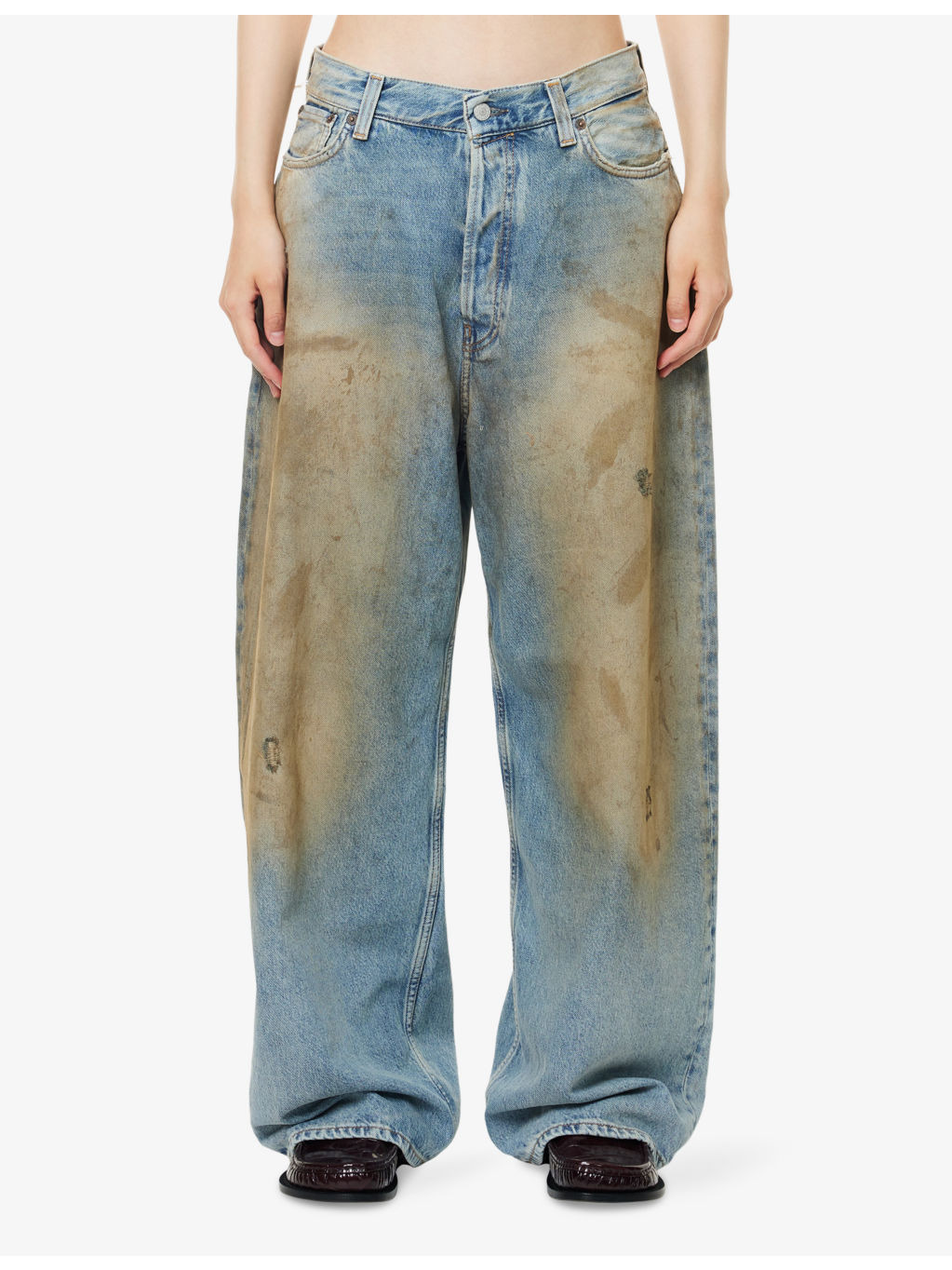 Penicillin Washed Wide-Leg Denim Jeans - 3