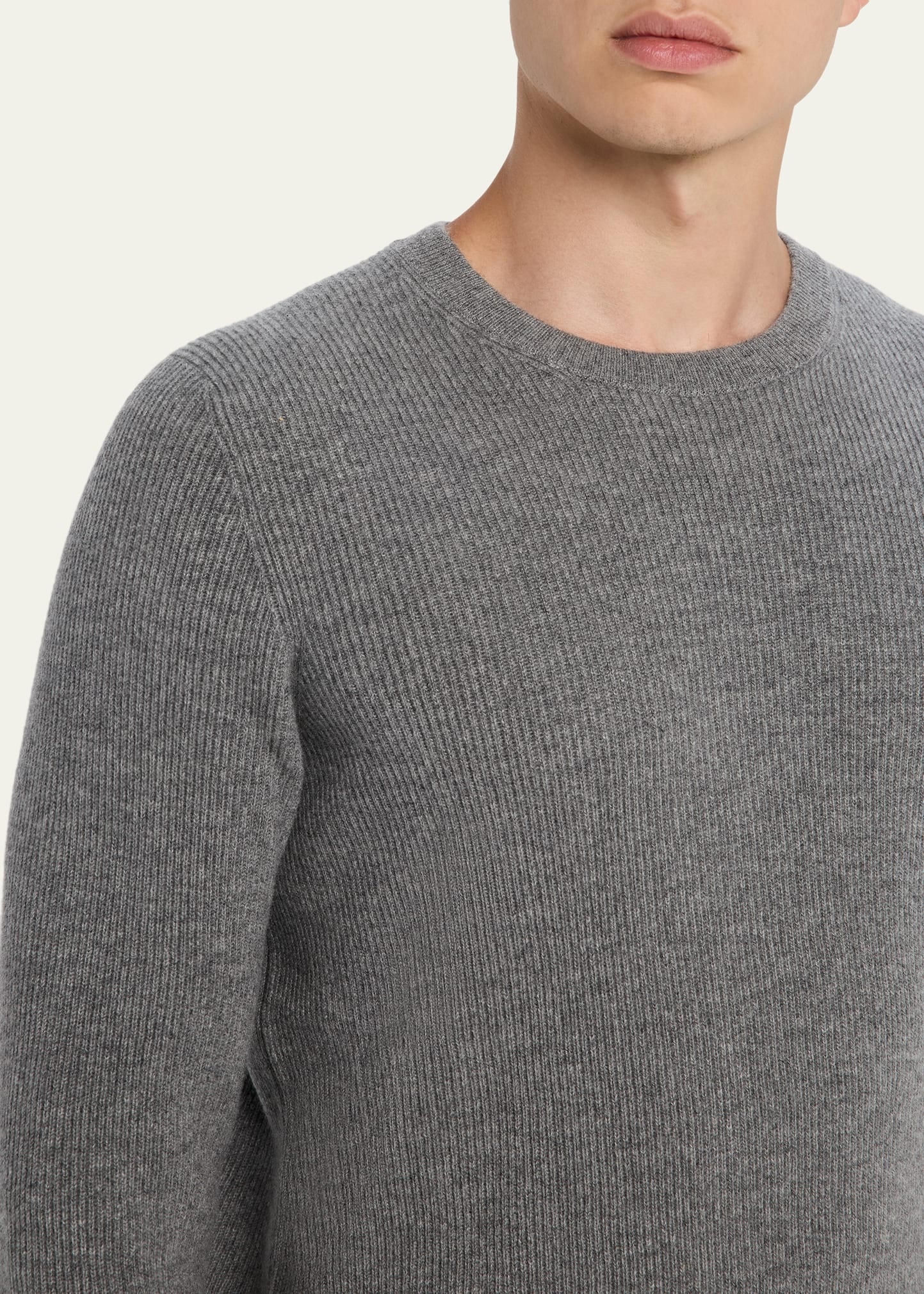Men's Cashmere English Rib Crewneck Sweater - 5
