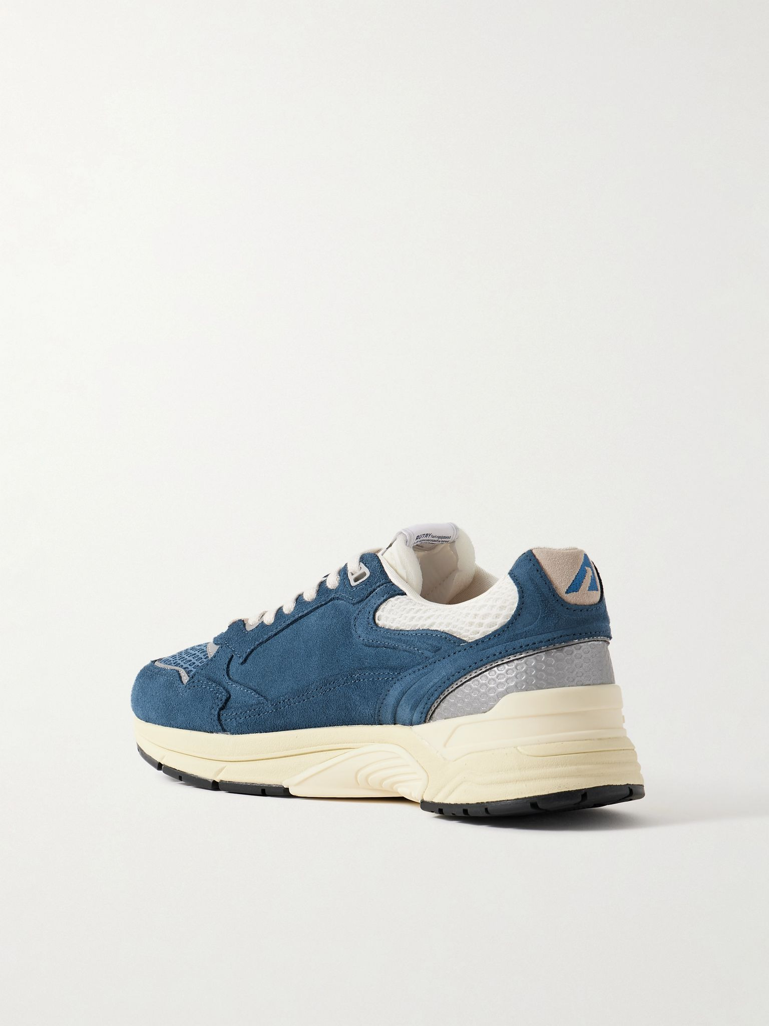 Hyperway Leather-Trimmed Suede and Mesh Sneakers Blue - 4