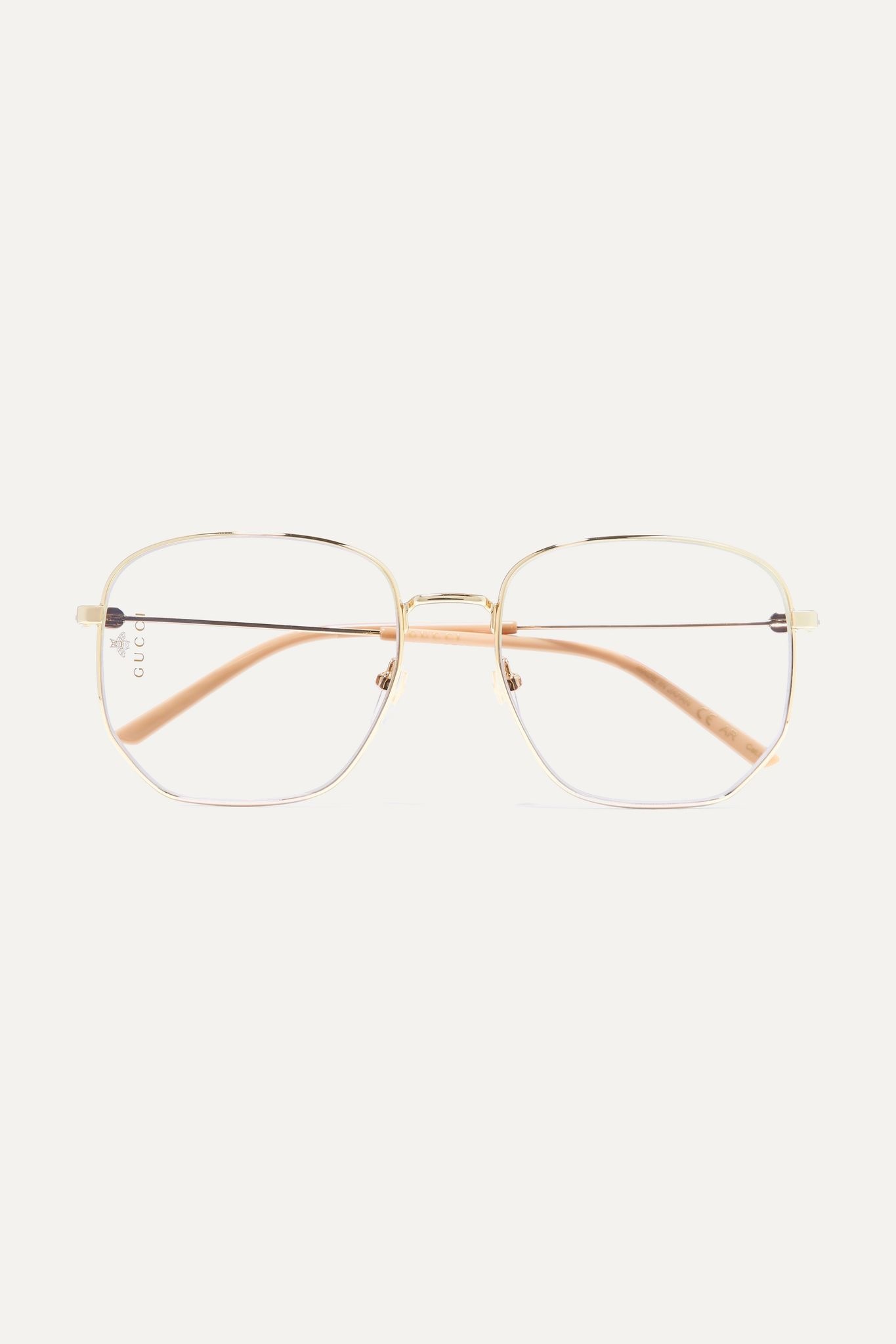 Hexagon-frame gold-tone and acetate optical glasses - 1