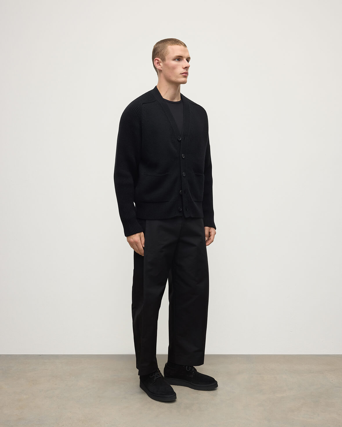 Ribbed Cashmere Black Cardigan - 3