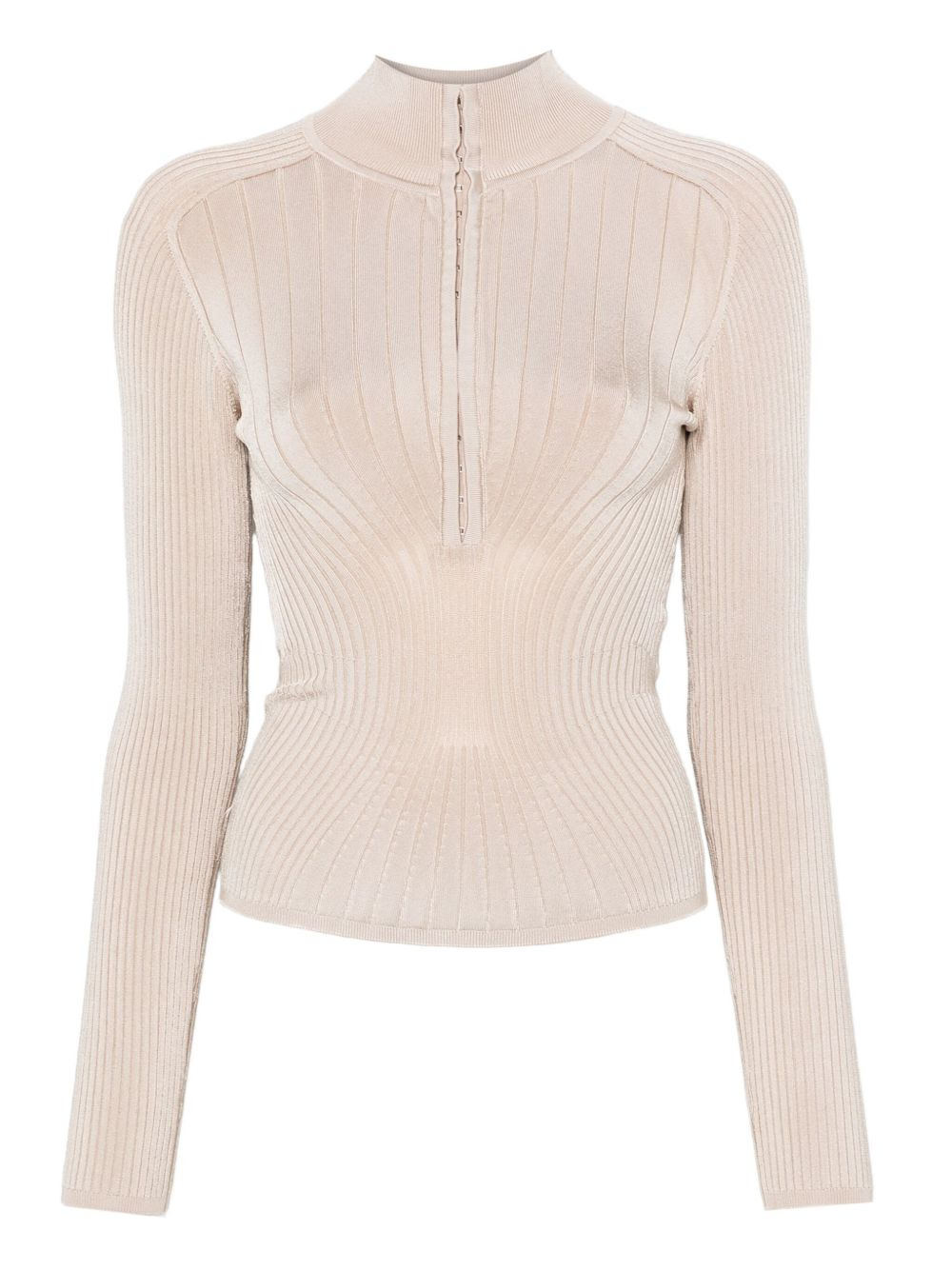 ribbed zip-front sweater - 1