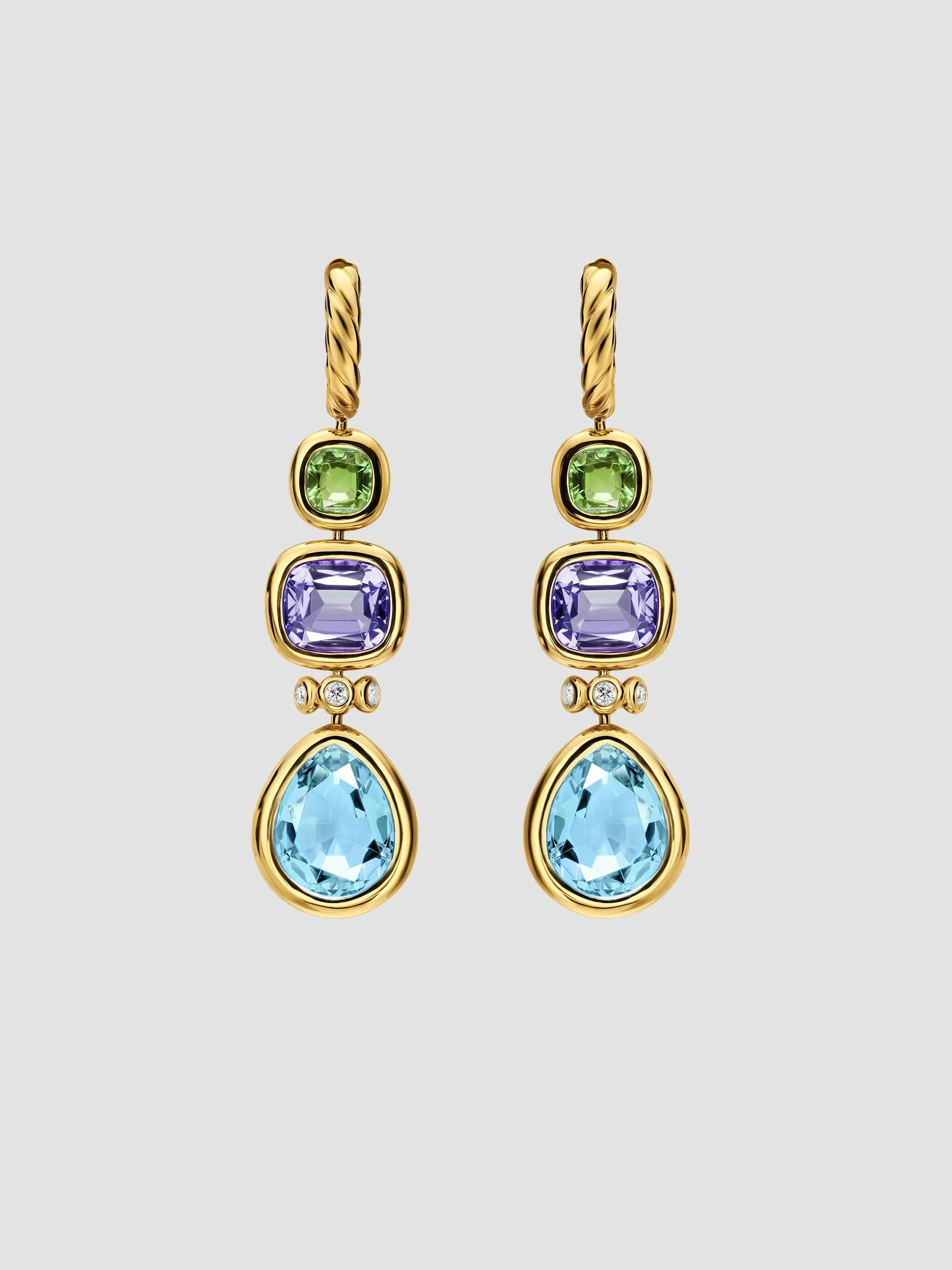 Women's DY Mercer Statement Stone Drop Earrings in 18K Yellow Gold - Sky Blue Topaz - 1