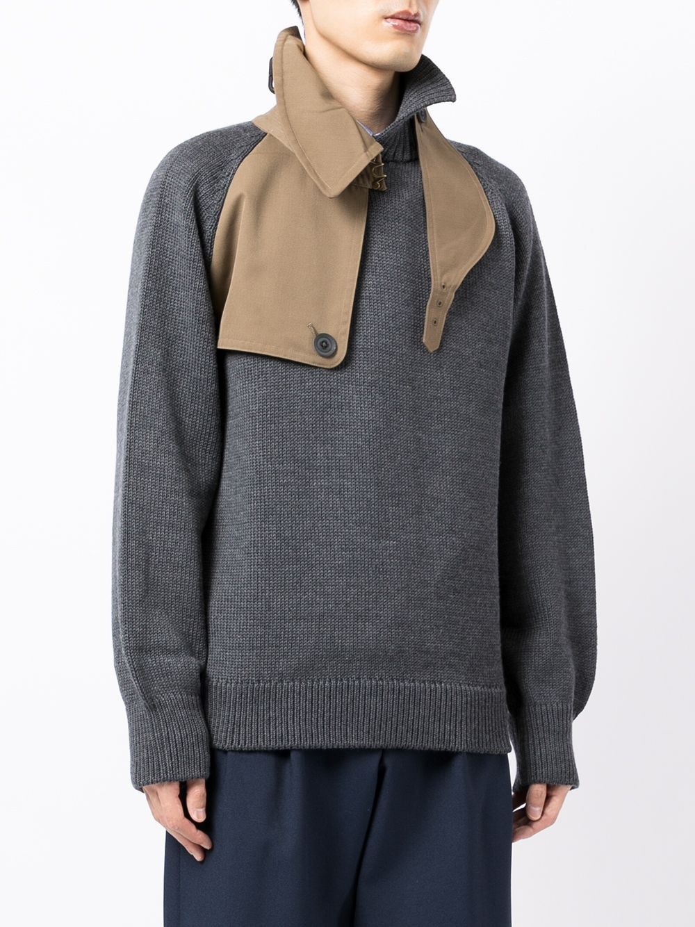 contrast-panel wool jumper - 3