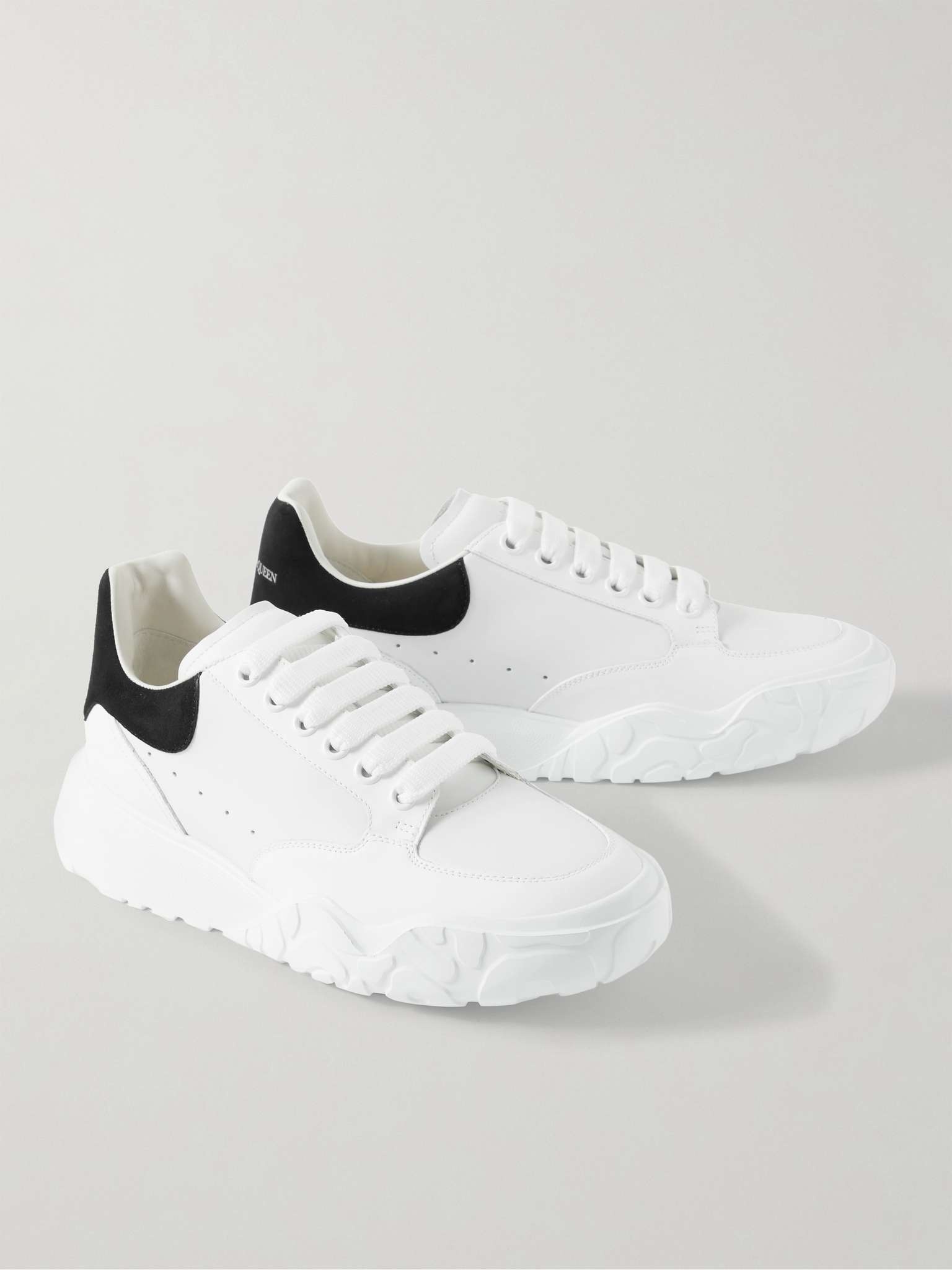 Exaggerated-Sole Suede-Trimmed Leather Sneakers - 4