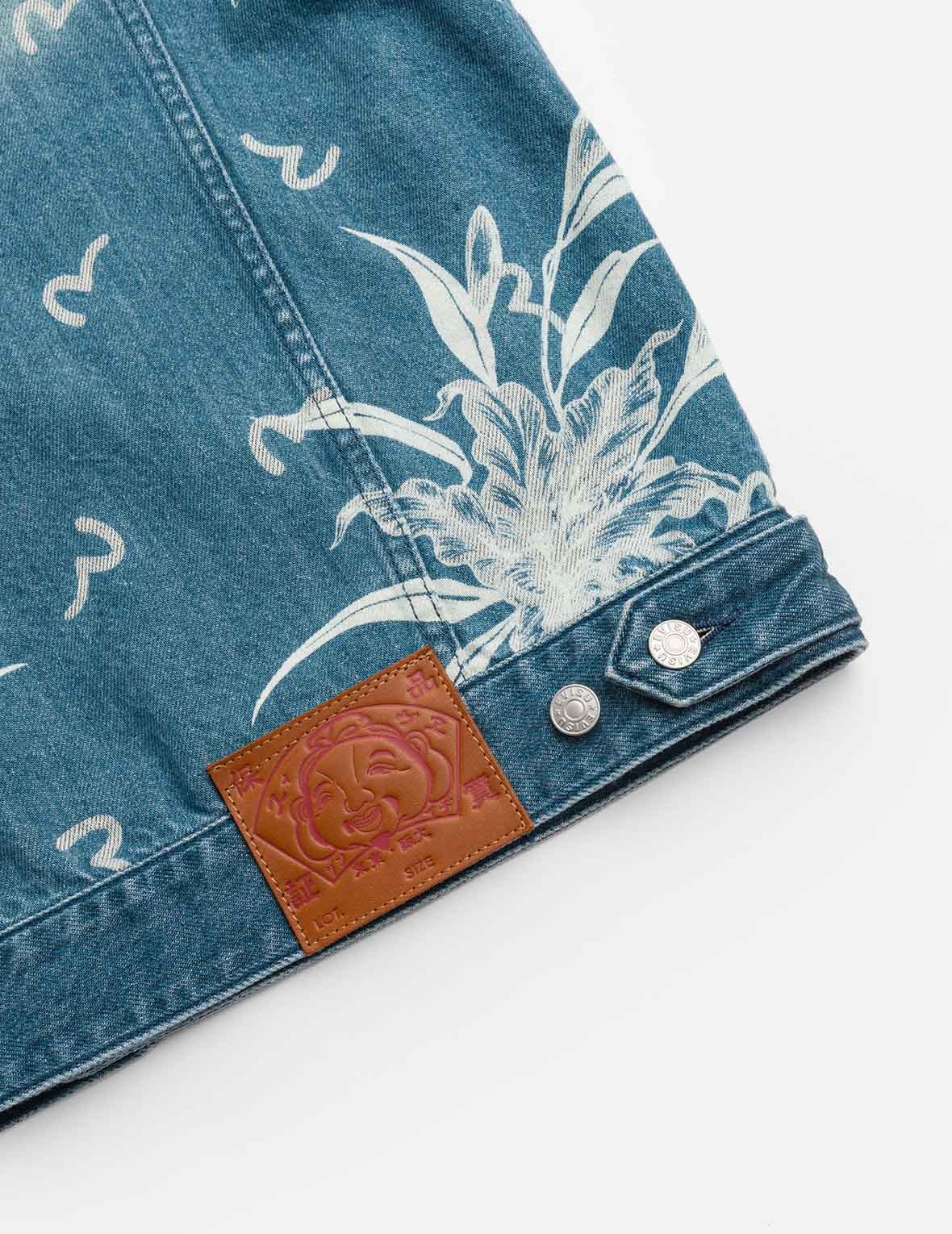 Floral and Seagull Embroidery Relax Fit Denim Jacket - 8