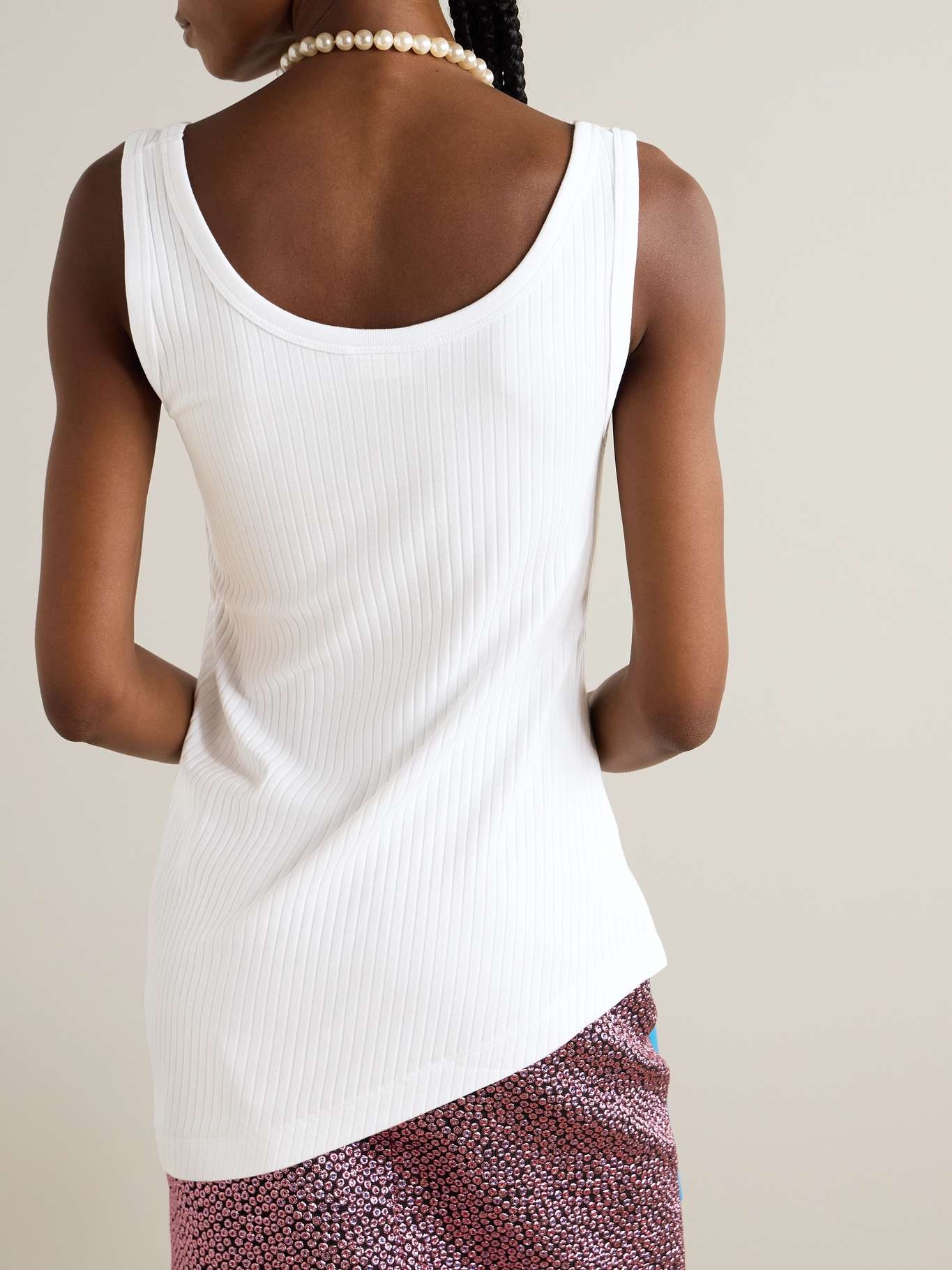 Asymmetric stretch cotton and modal-blend jersey tank - 4