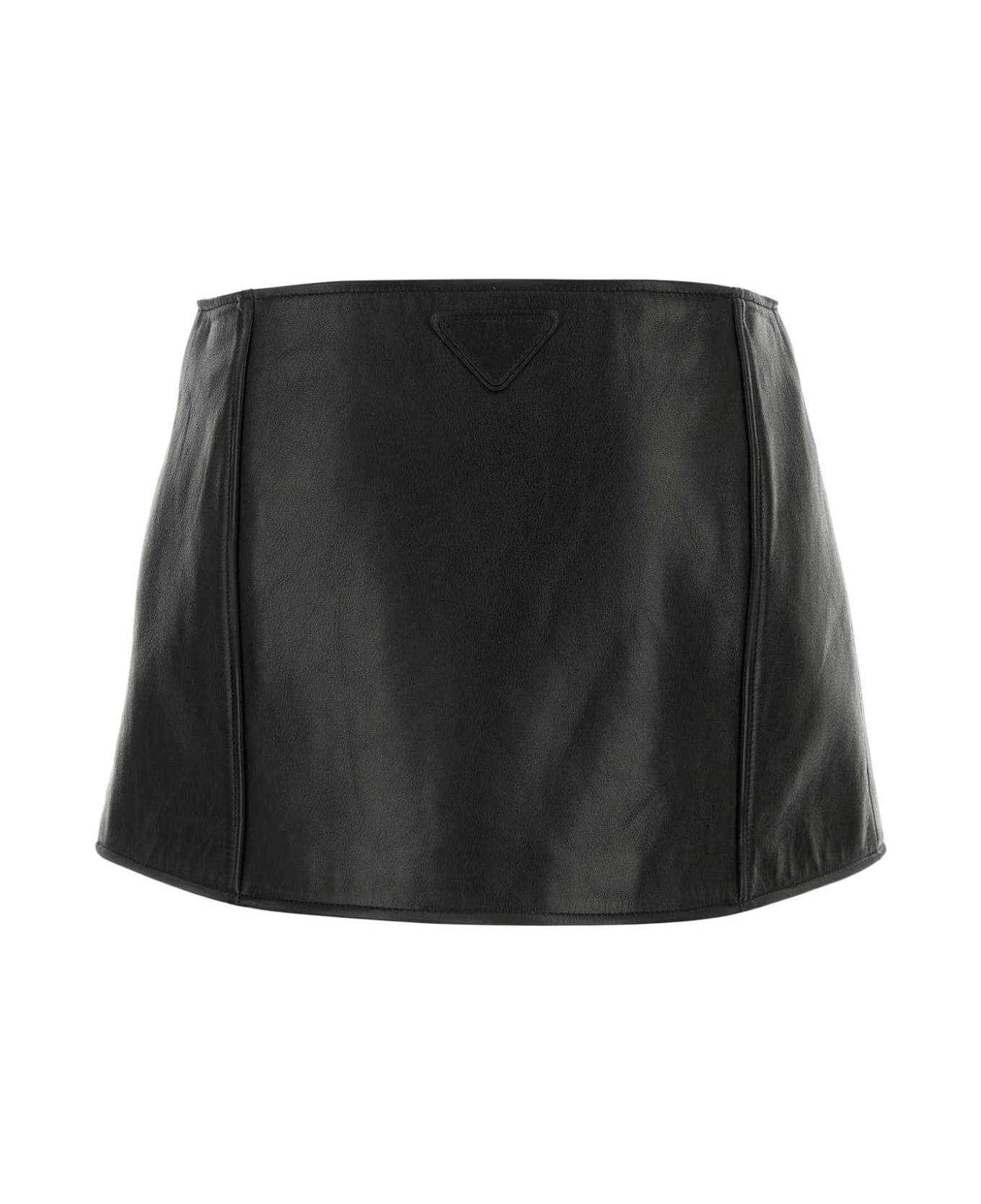 Black Leather Mini Skirt - 2