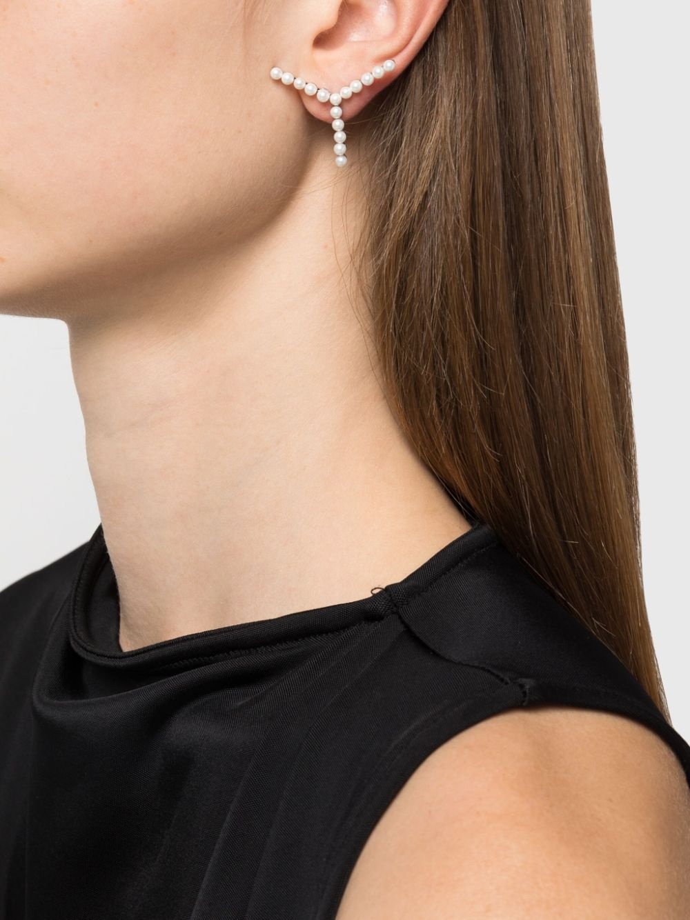 Mini Y pearl-detail earrings - 3