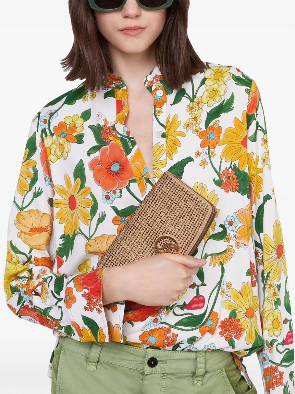 Lady Garden-print collarless shirt - 4