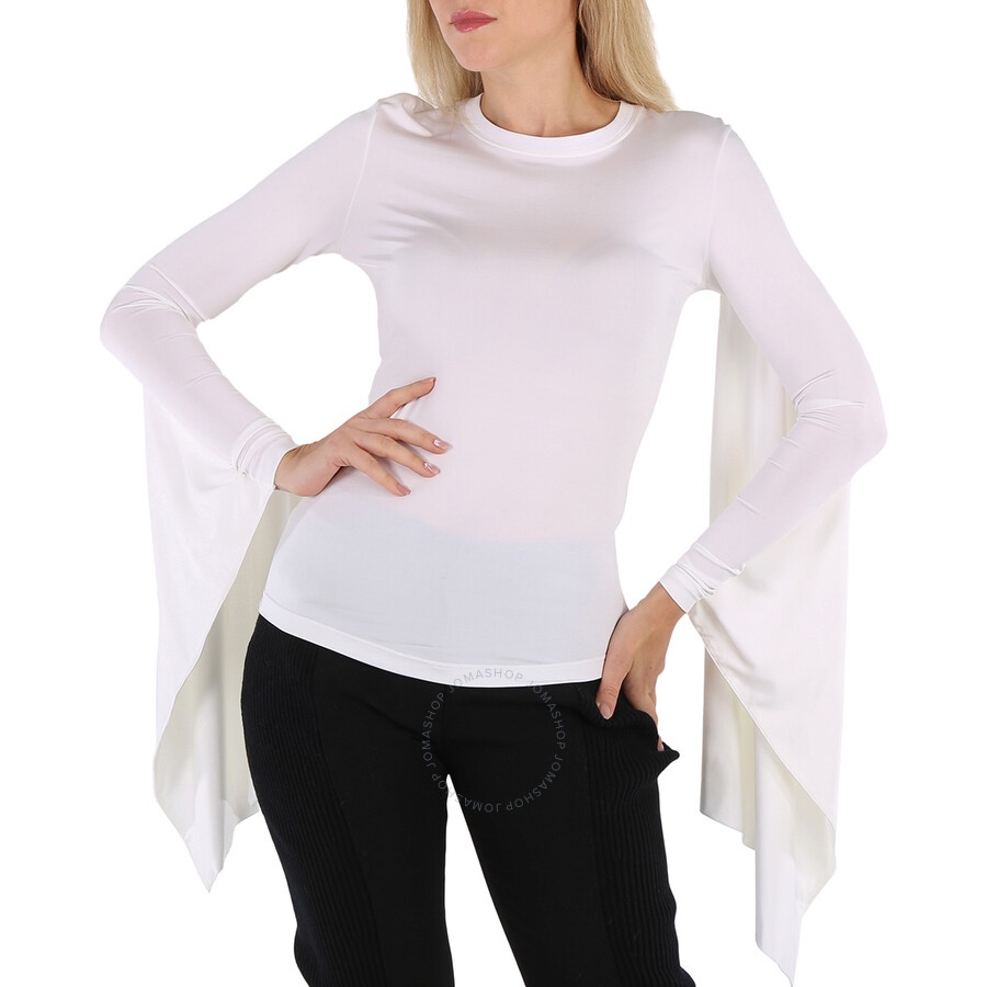 Burberry Optic White Long-Sleeve Exaggerated Panel Draped Top - 3