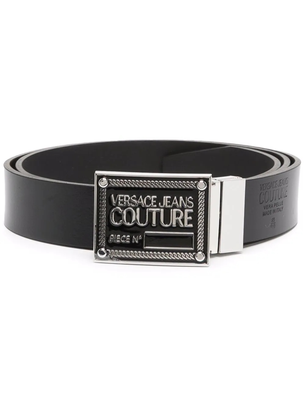 logo-plaque leather belt - 1