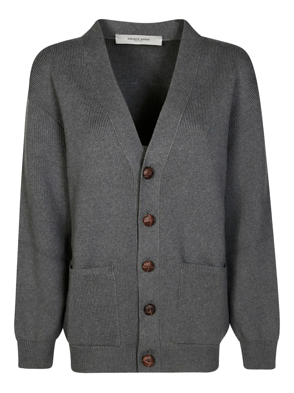 mélange logo-print cardigan - 1