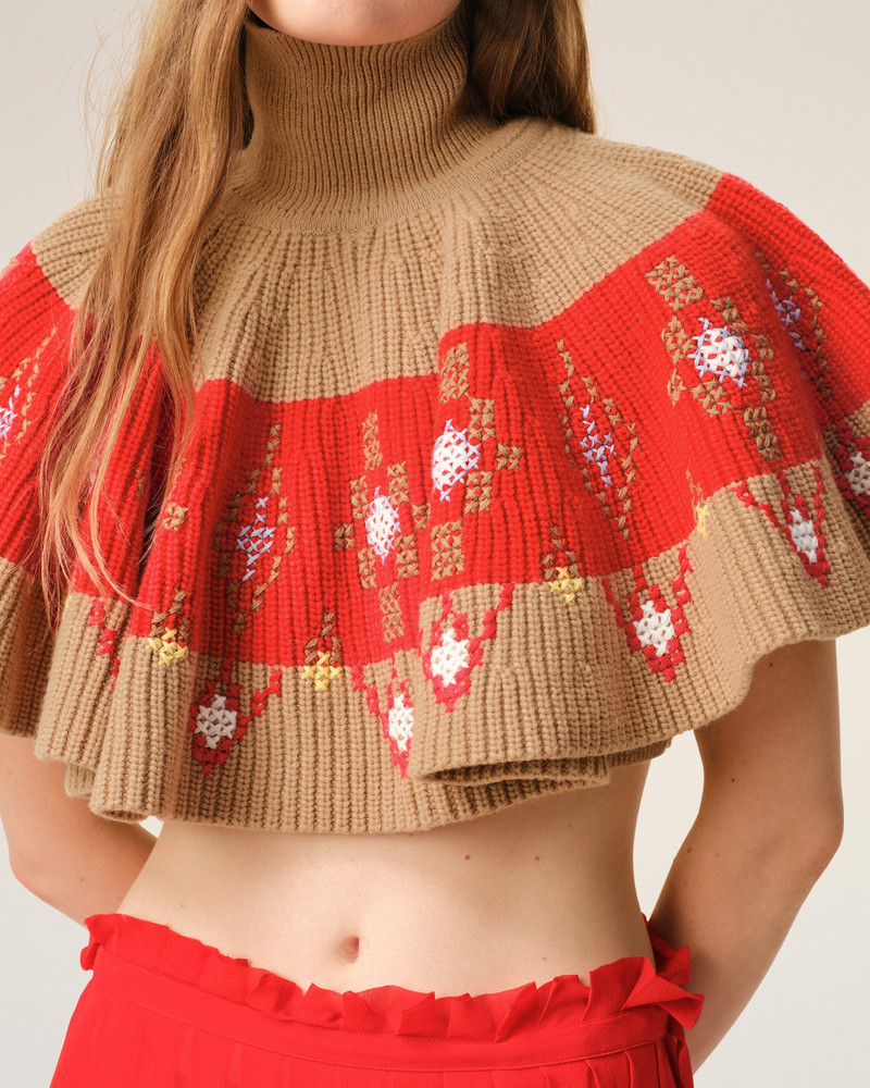 BROWN WOOL RUFFLE TOP 4