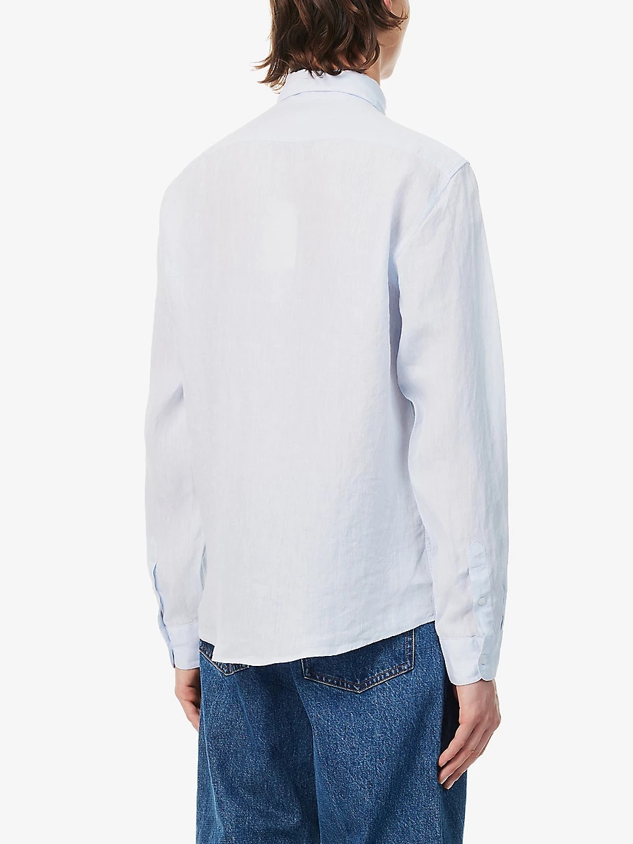 Curved-hem regular-fit linen shirt - 4