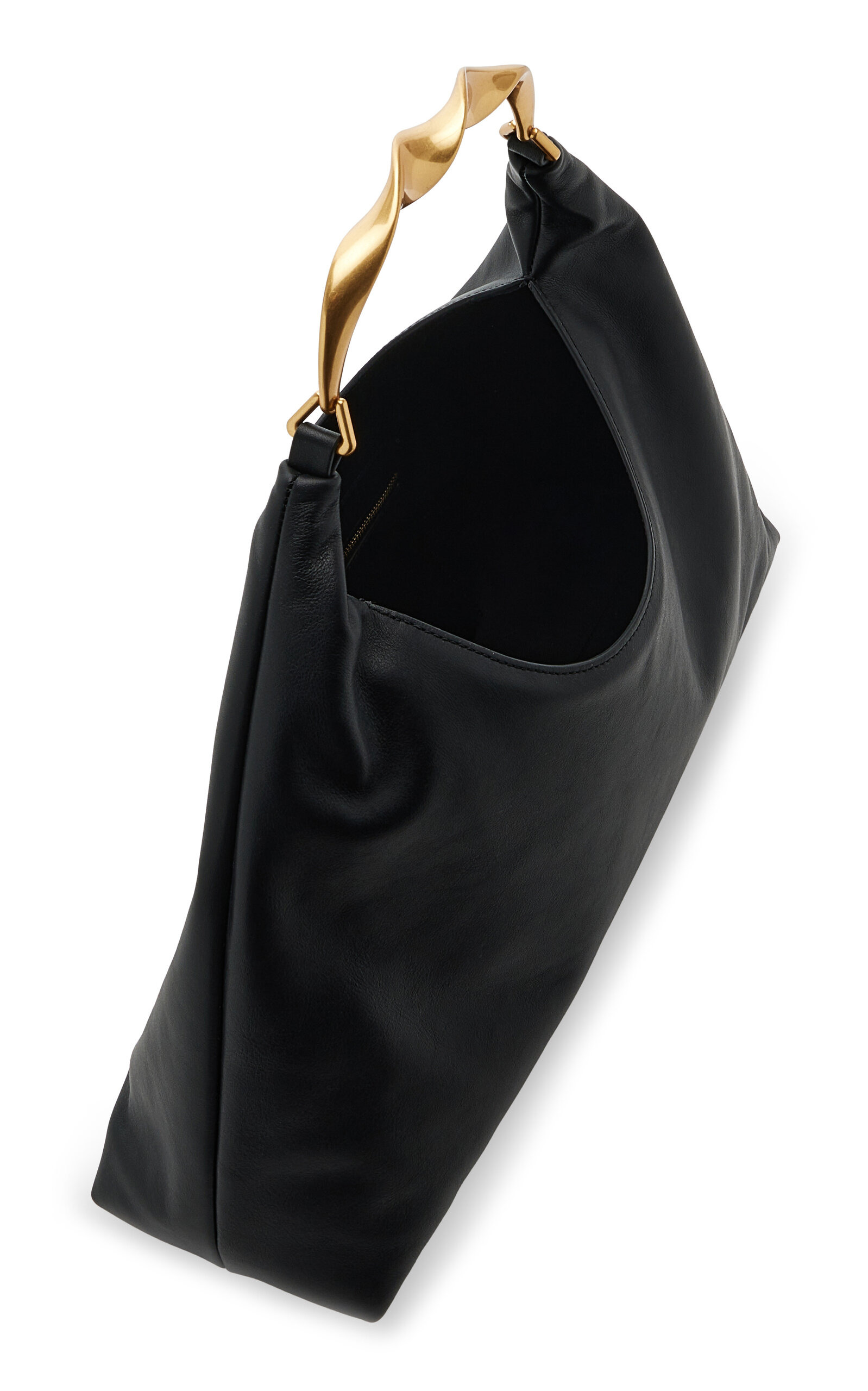 Twist Handle Leather Hobo Bag black - 5