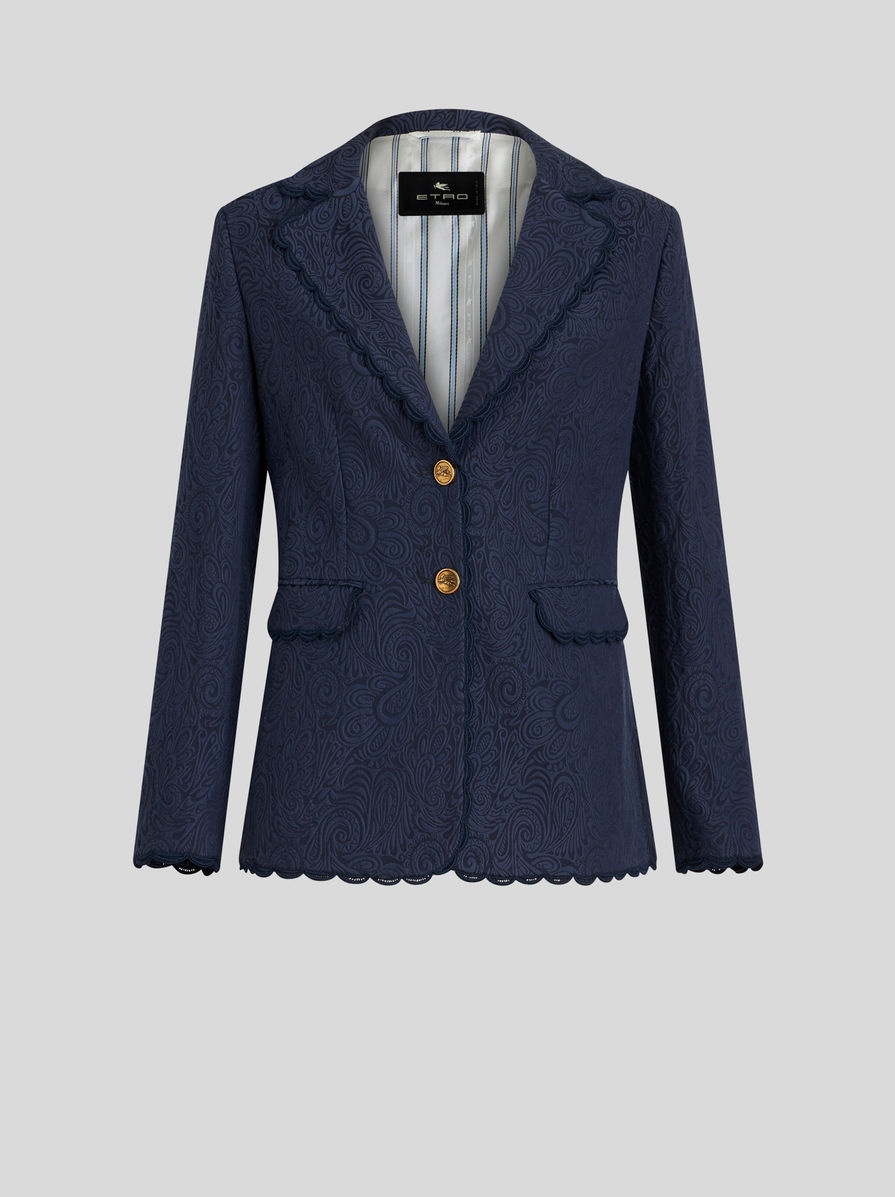 PAISLEY JACQUARD JACKET WITH LACE HEMS - 1
