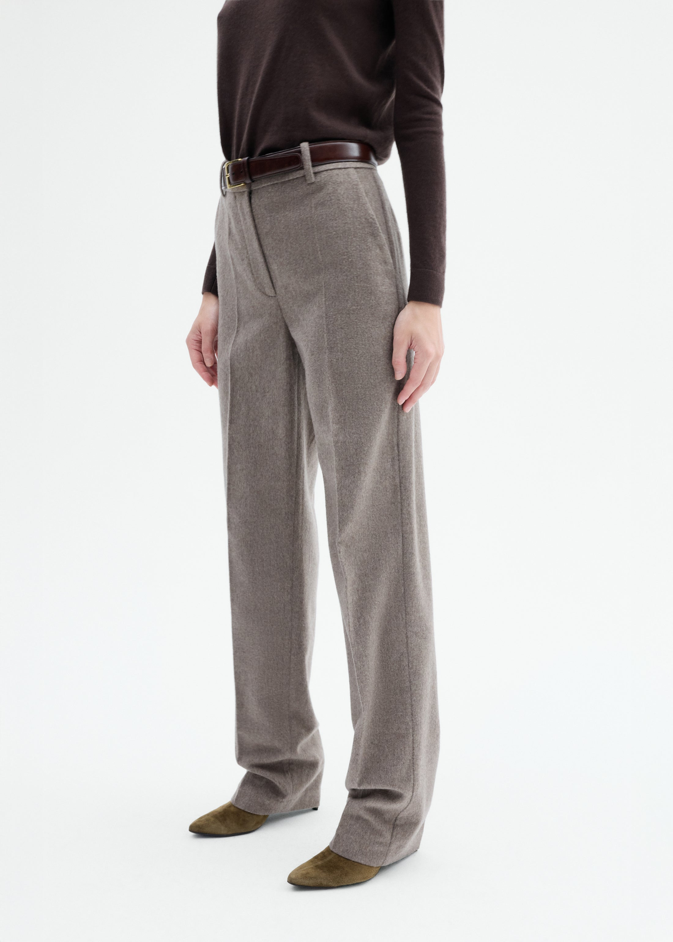 Tailored Straight Pant in Wool Cashmere - 2
