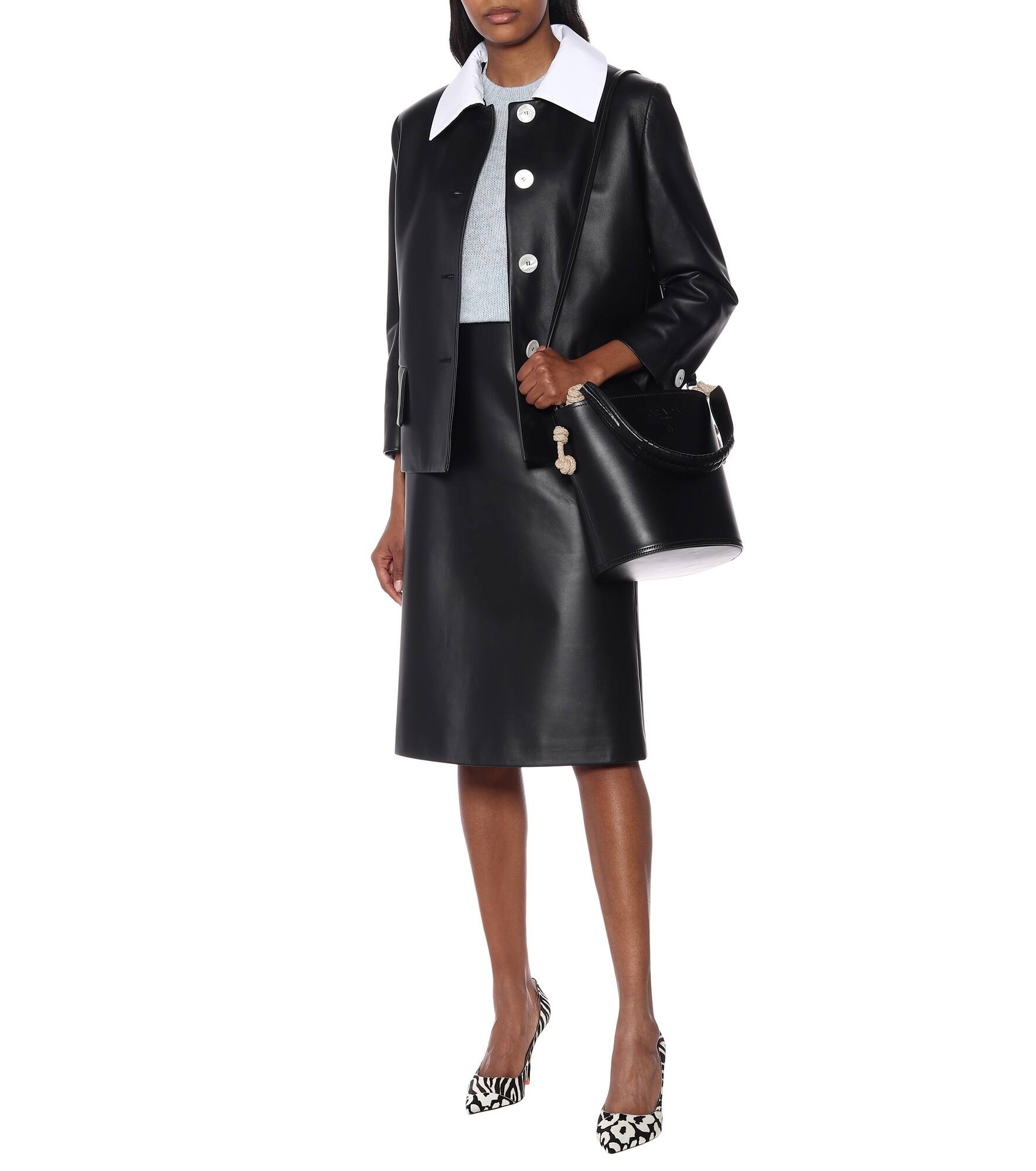 Tambour leather bucket bag - 5