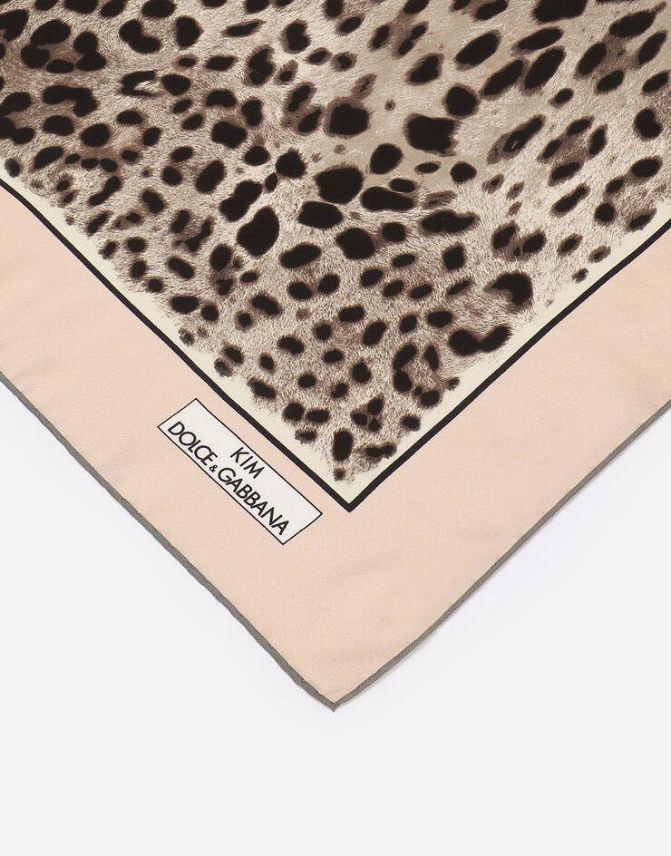 Leopard-print twill scarf (90 x 90) - 3