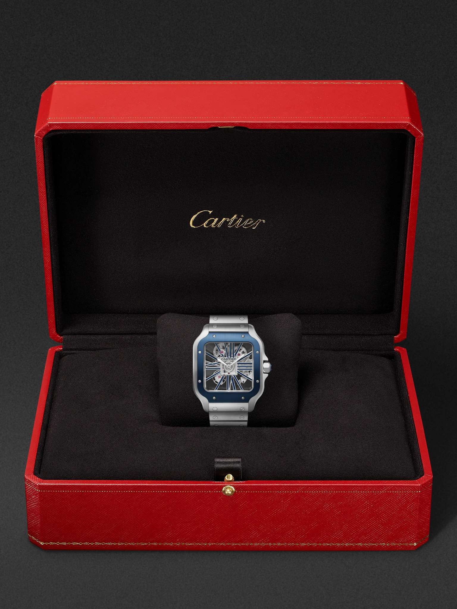 Santos de Cartier Limited Edition Hand-Wound Skeleton 39.8mm Interchangeable Steel and Rubber Watch, - 8